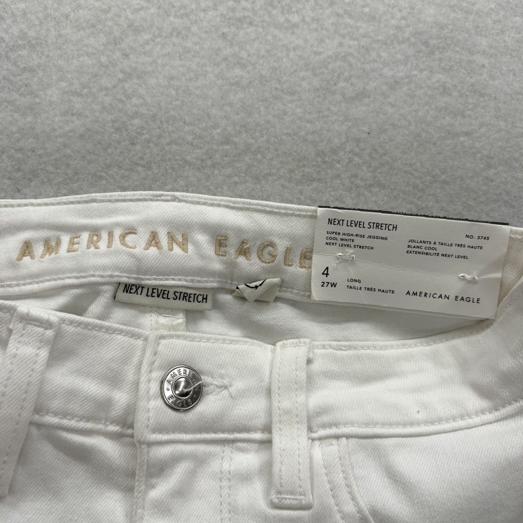 American Eagle Outfitters American Eagle Jegging Jeans Womens 4 Tall White High Rise Stretch Denim NWT Size 27" / US 4 / IT 40 - 3 Thumbnail