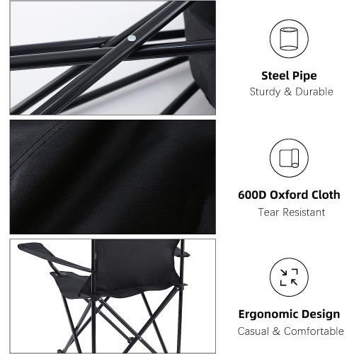Designer × Homemade YSSOA Portable Folding Black Camping Chair, 1-Pack Size US L / EU 52-54 / 3 - 8 Thumbnail