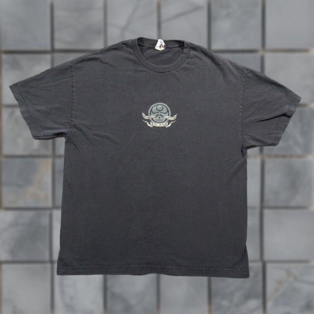 VINTAGE Hawaiian Island Creations Shirt Mens XL Black T-Shirt Logo 2000s Y2K Hawaiian Men’s Large XS?