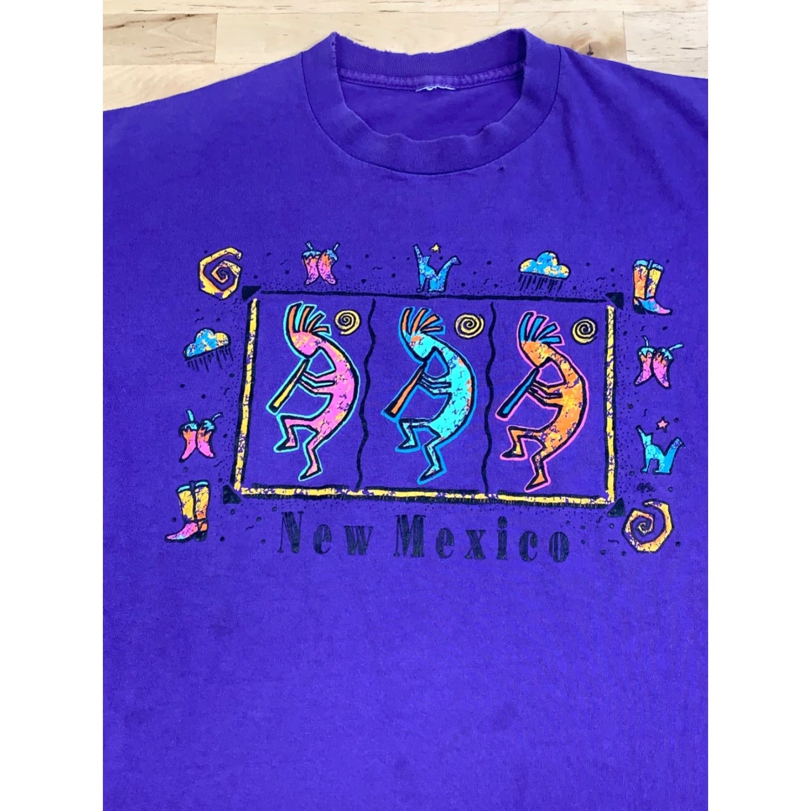 Vintage VINTAGE New Mexico Travel Destination Shirt Mens L Purple Southwest 90s T-Shirt Short Sleeve Crew Neck Cotton Cowboy Size US L / EU 52-54 / 3 - 3 Thumbnail