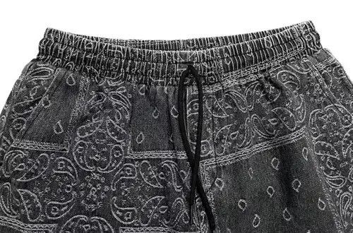 Japanese Brand 21SS Indigo Union Japan Black Bandana Paisley Denim Shorts Size US 32 / EU 48 - 4 Thumbnail