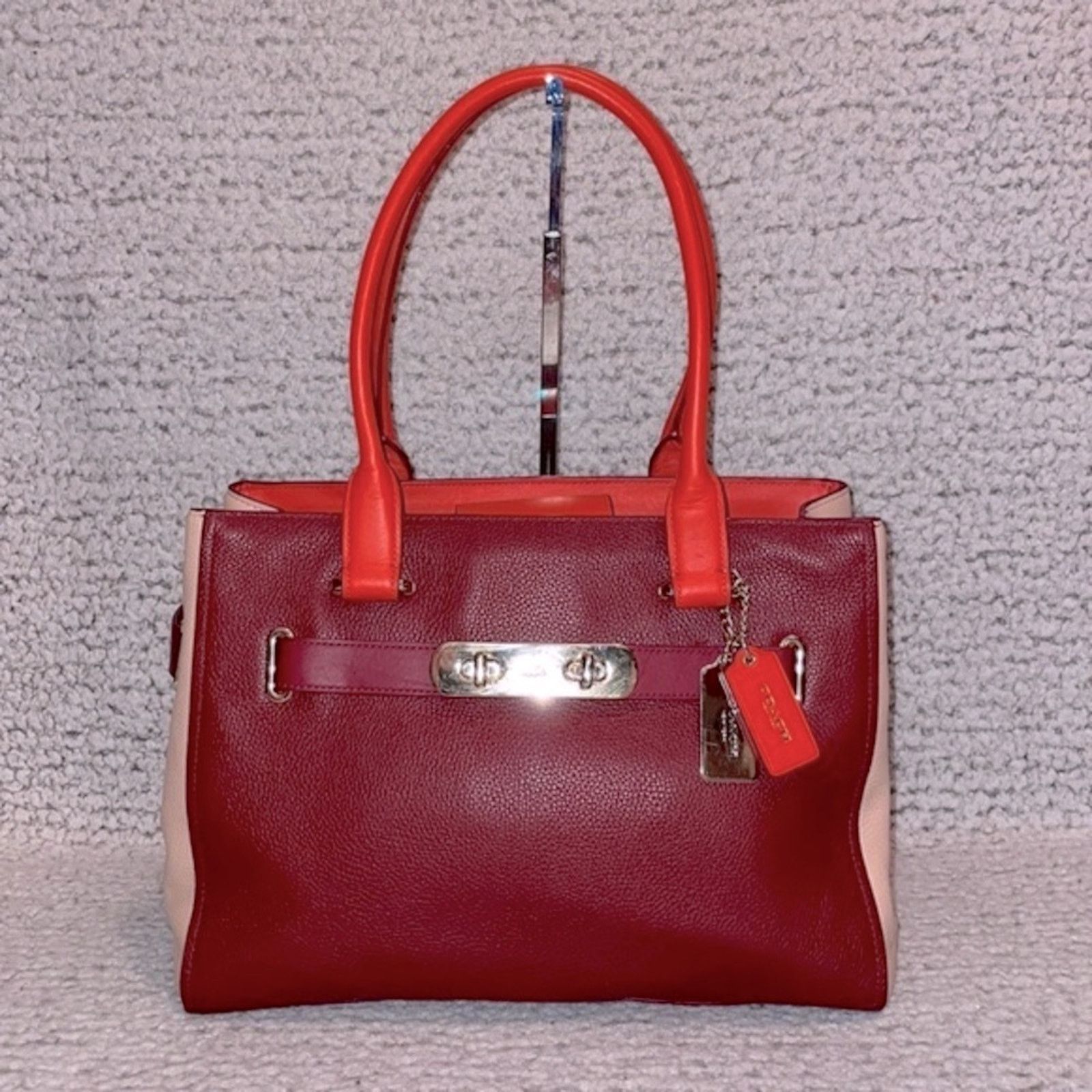 Coach Coach Swagger Carryall Colorblock Pebble Leather Tote Size ONE SIZE - 1 Thumbnail