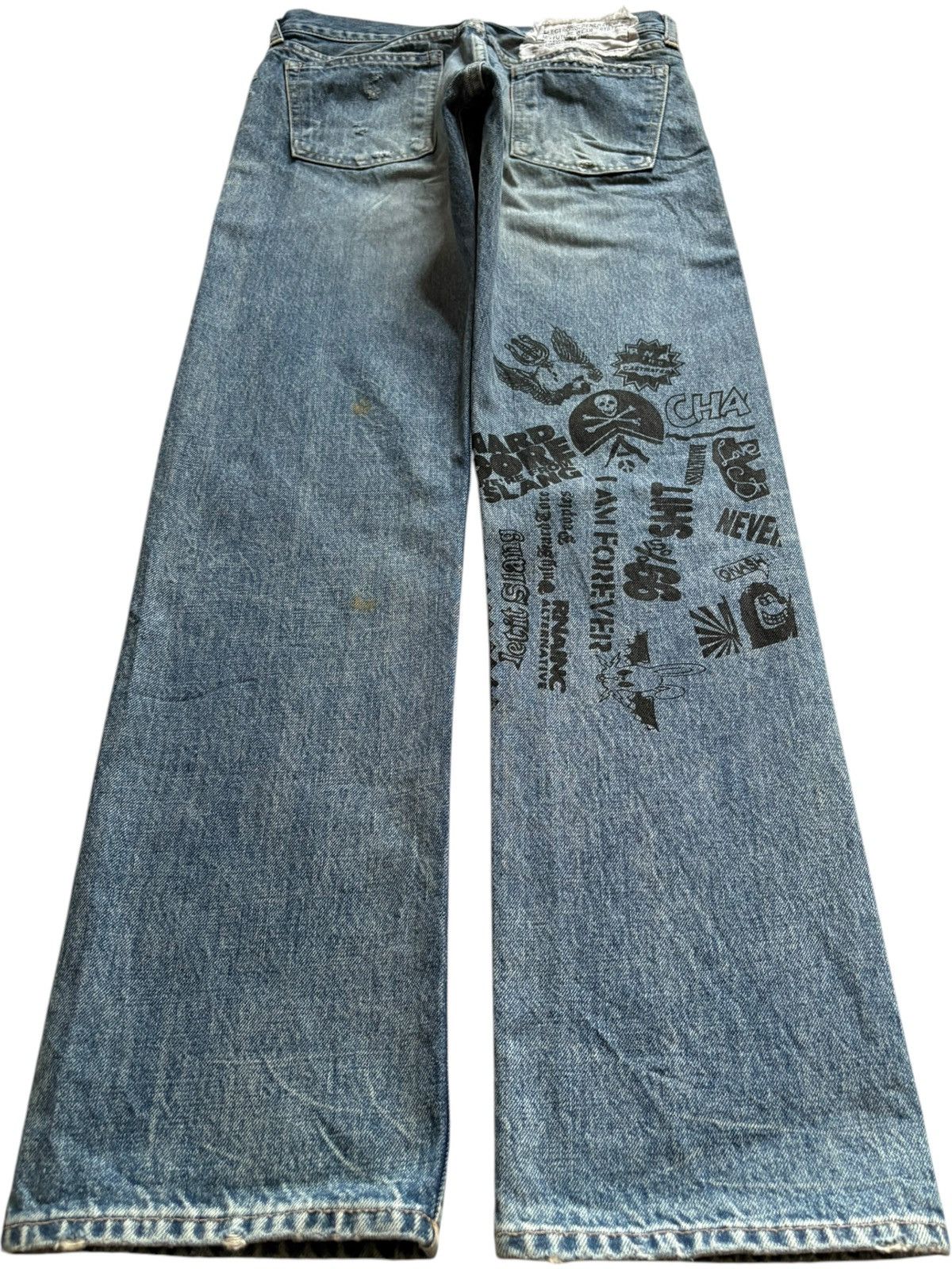 Japanese Brand Vintage Japanese Brand Printed Spell Out Ripped Jeans Size US 29 - 2 Thumbnail