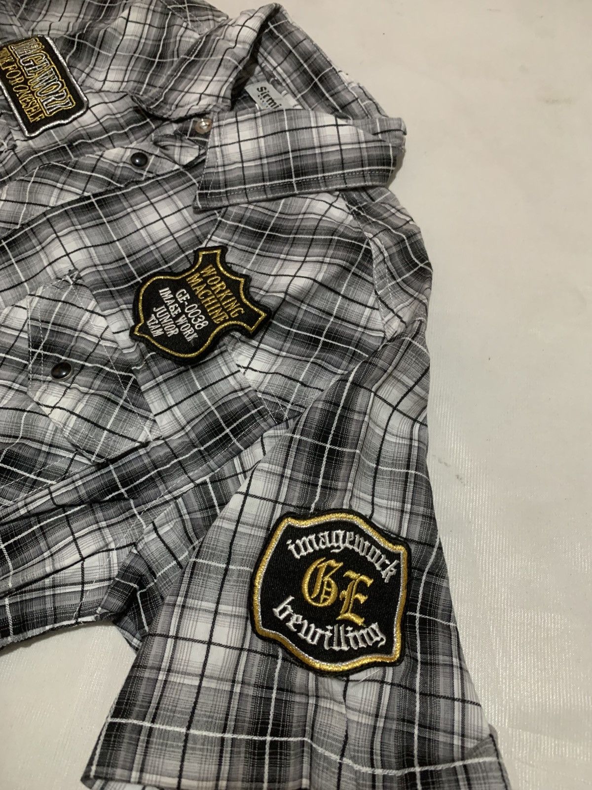 Japanese Brand Japanese Sirmione Poem Patch Plaid Shirt Size US S / EU 44-46 / 1 - 7 Thumbnail
