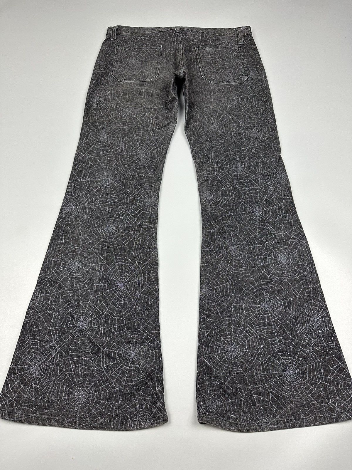 If Six Was Nine × Le Grande Bleu (L.G.B.) 🔥Rare Sick🔥Vintage Bison Spiders Web Flared Denim Size US 31 - 4 Thumbnail