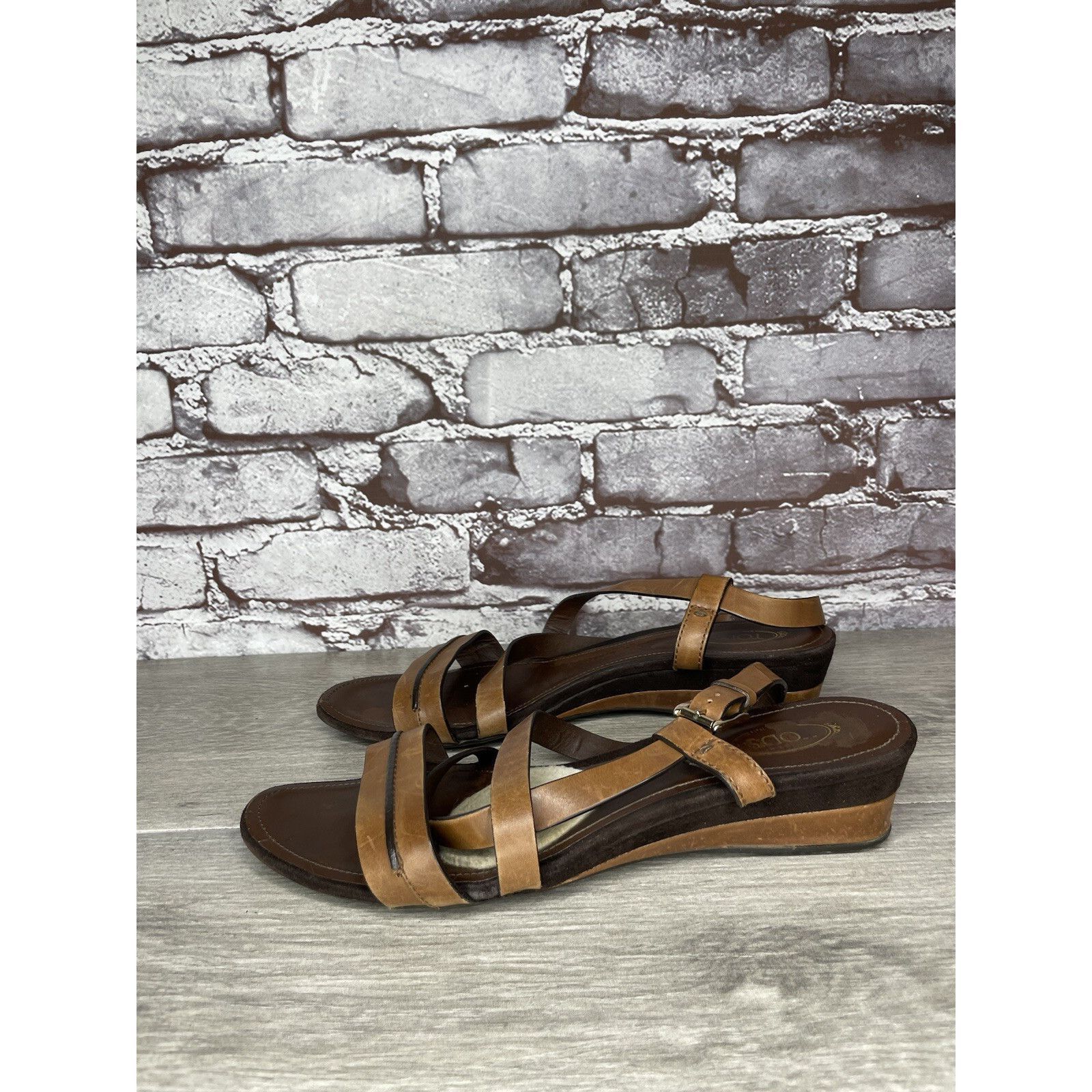 Tod's Tod's Brown Leather Wedge Strappy Ankle Strap Sandals Women Size US 9.5 / IT 39.5 - 22 Thumbnail