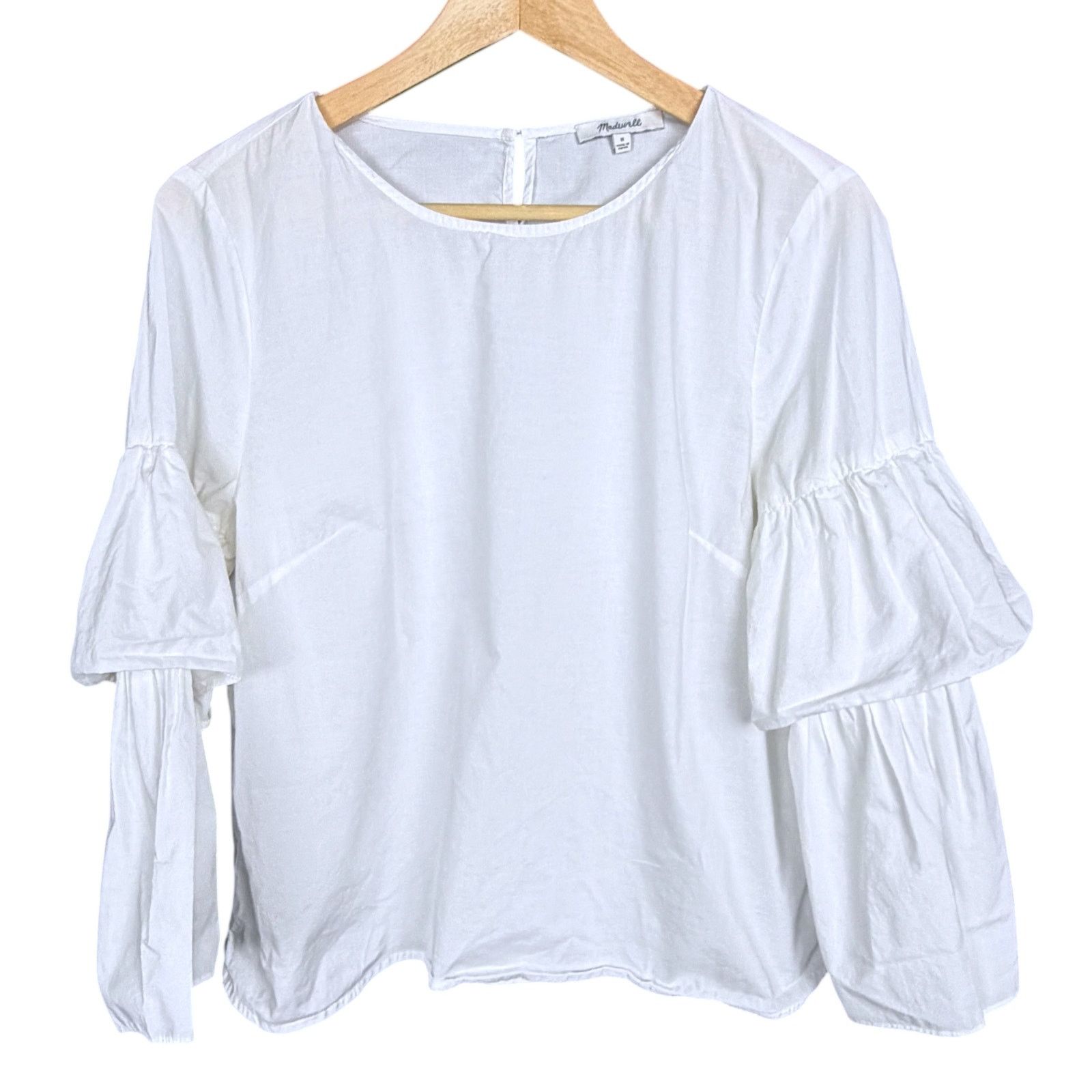 Madewell Madewell Women's Medium White Bell Sleeve Blouse Boho Casual Size M / US 6-8 / IT 42-44 - 8 Thumbnail