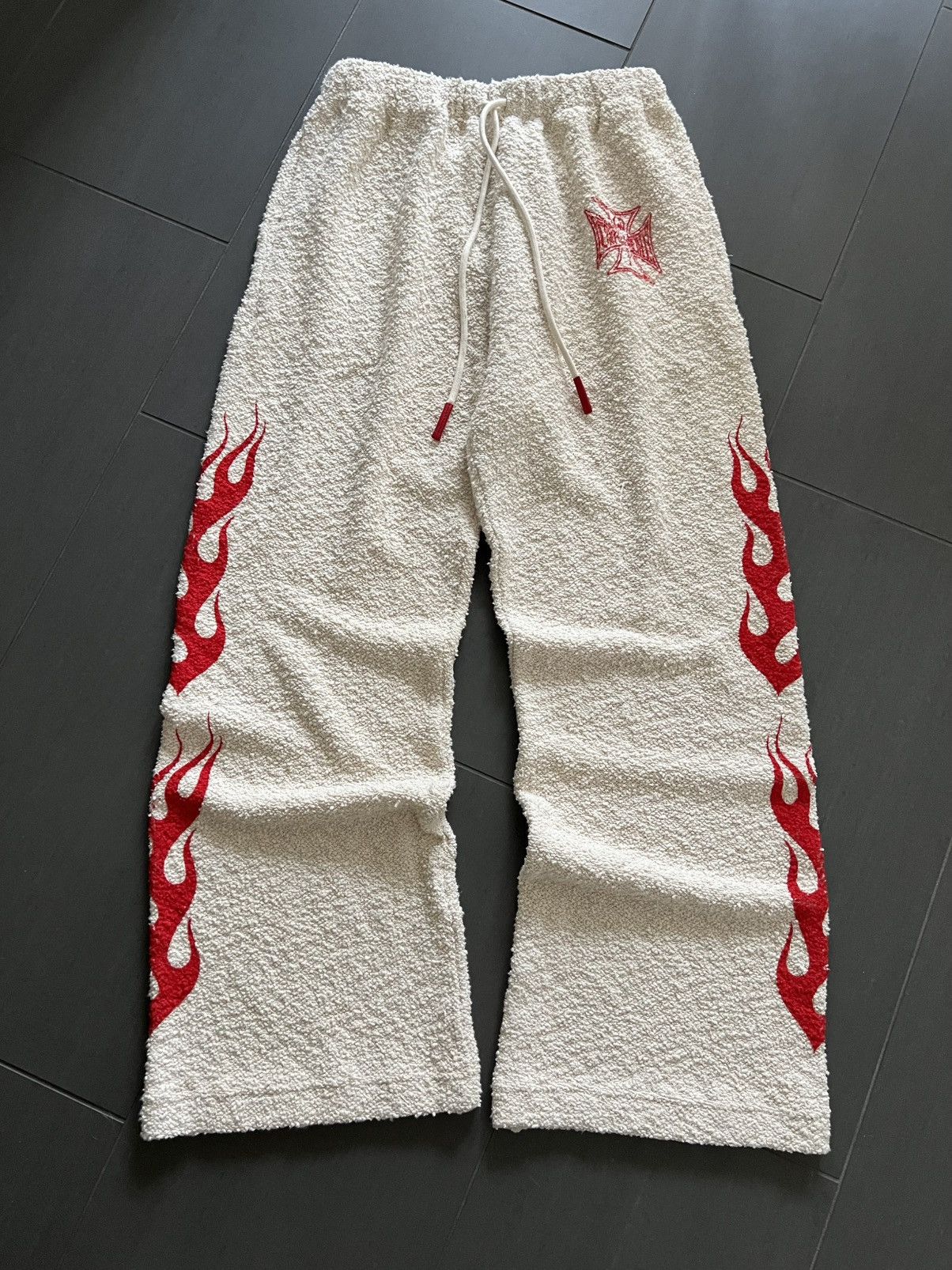 Cout de la Liberte Flaming Skull WWC Choppers Wide Leg Baggy Sweatpants Size US 30 / EU 46 - 1 Thumbnail