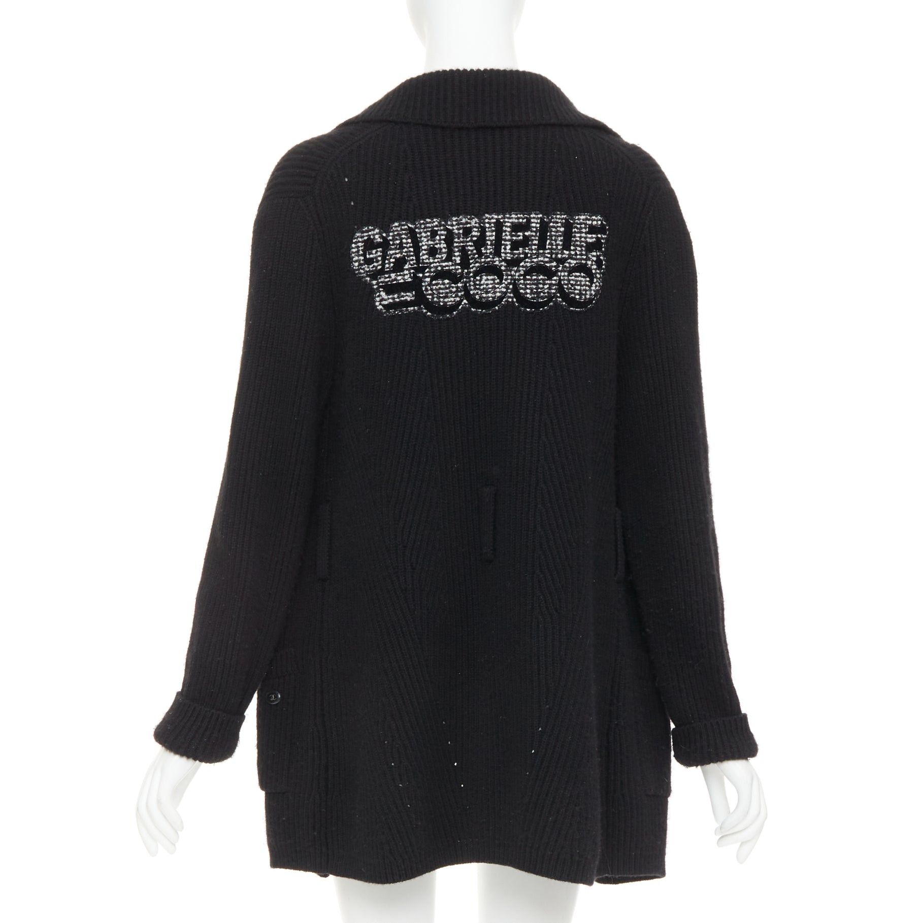 Chanel CHANEL 100% cashmere lack GABRIELLE COCO velvet cable knit collared cardigan FR36 S Size S / US 4 / IT 40 - 1 Thumbnail
