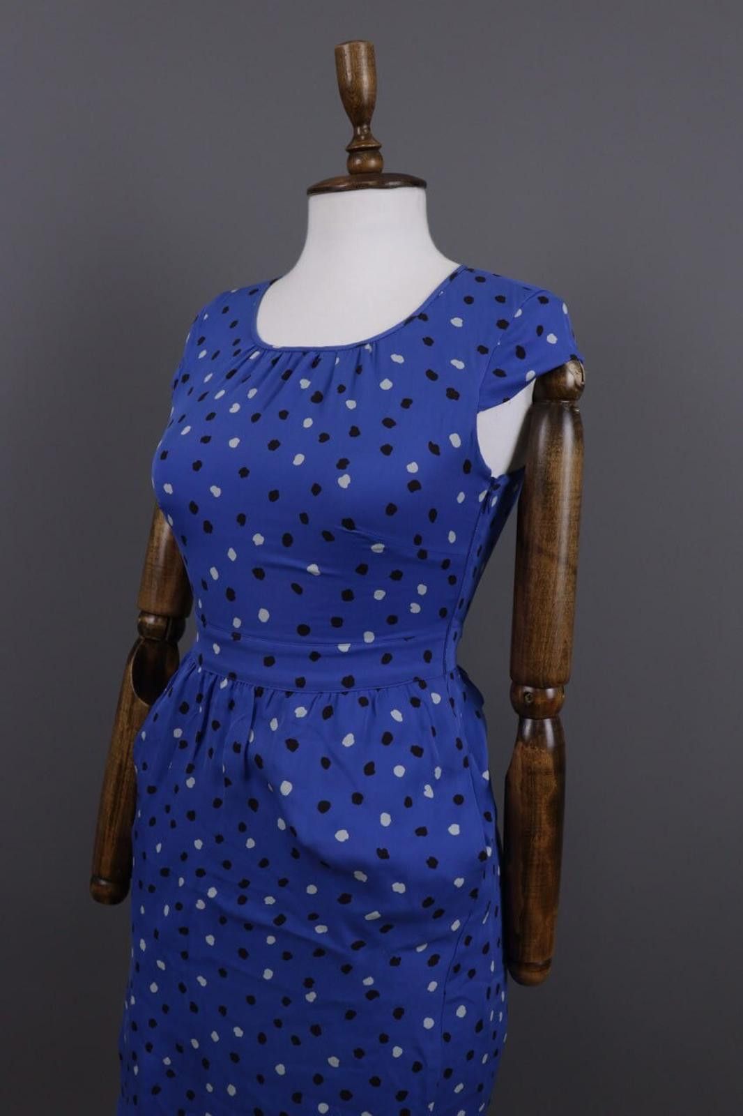 J.Crew J. Crew Blue Printed Silk Short Sleeve Dress Size 00 / XS Size L / US 10 / IT 46 - 6 Thumbnail