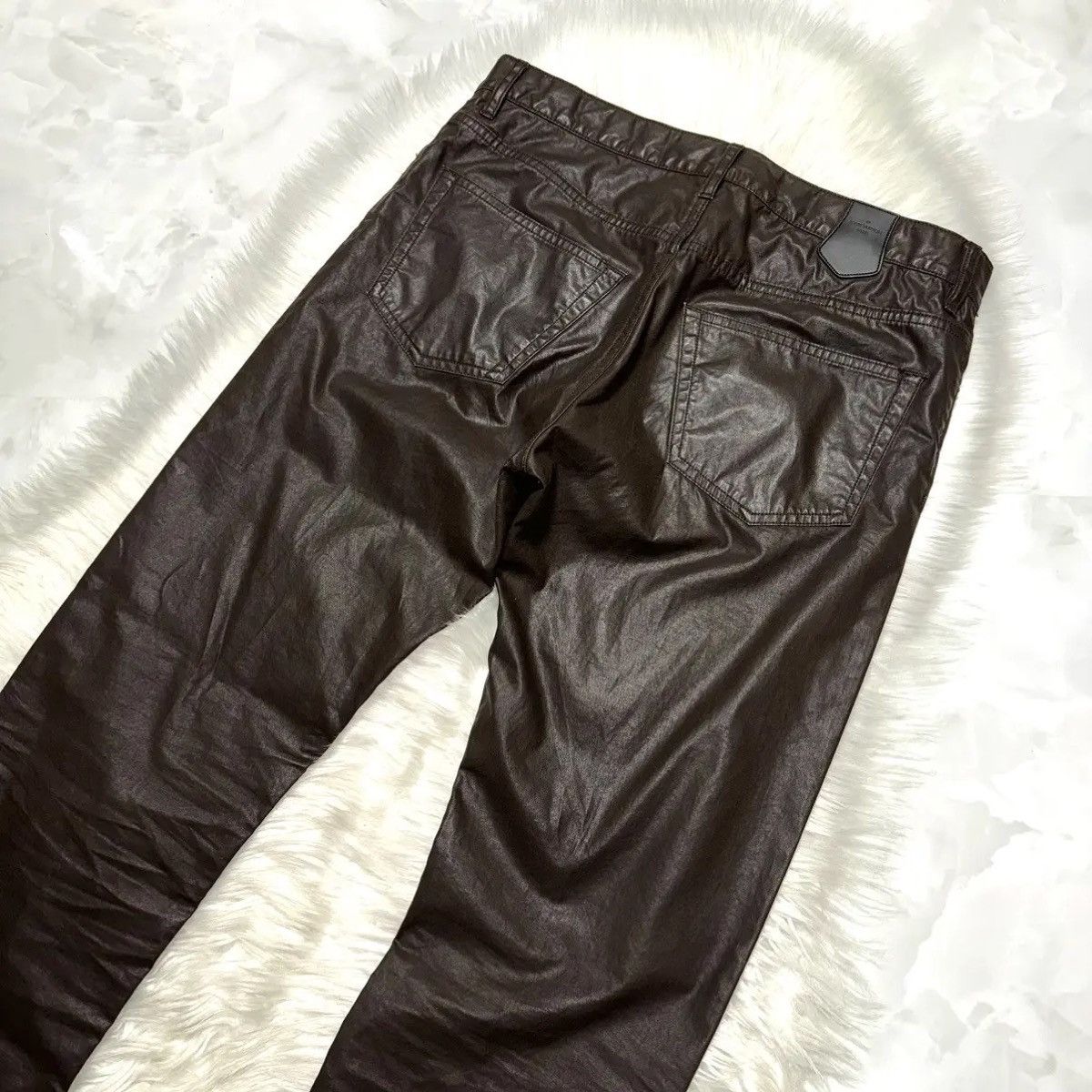 Louis Vuitton × Vintage Louis Vuitton Leather Patch Glossy Cotton Pants Size US 40 / EU 56 - 2 Thumbnail