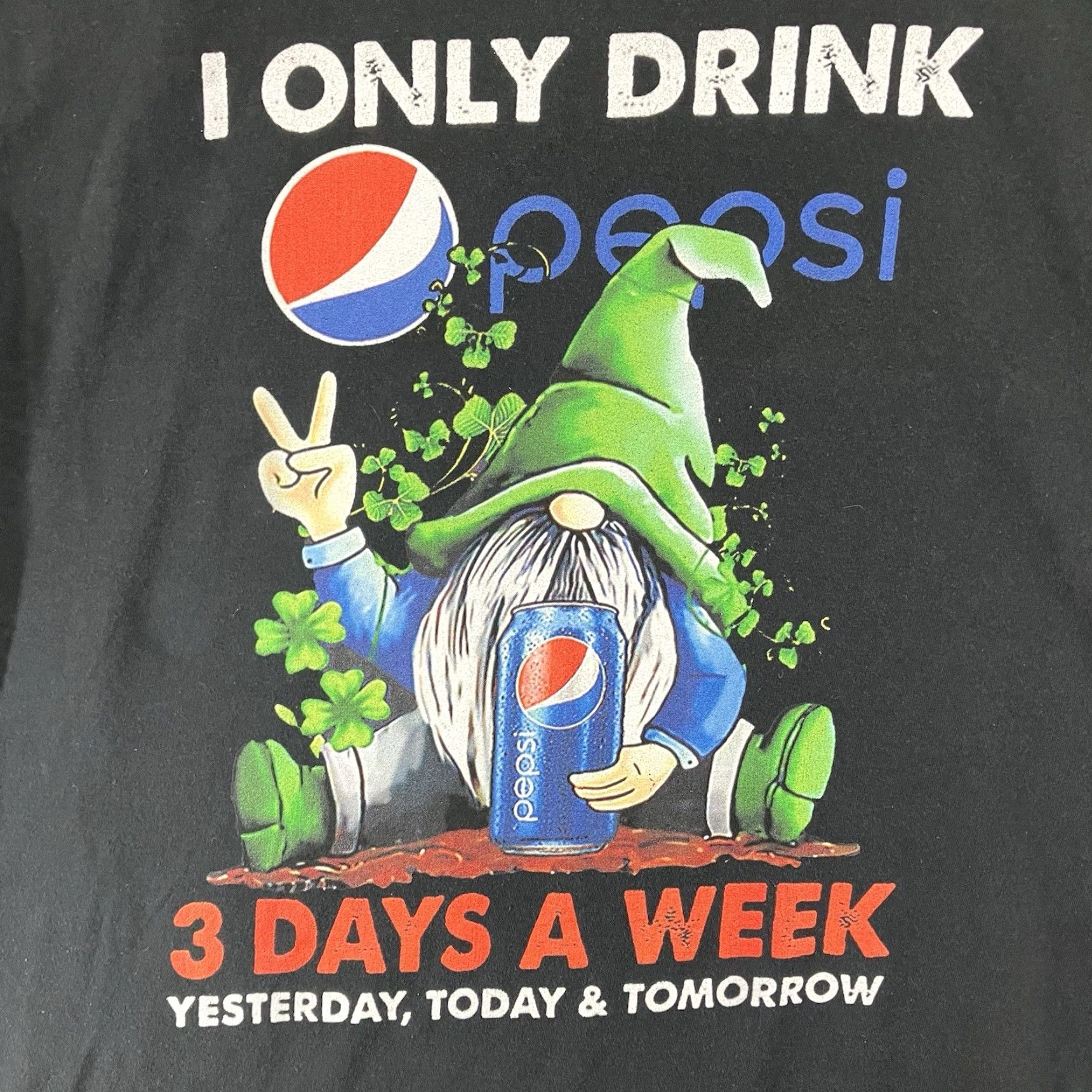 Vintage Pepsi Shirt Mens M Black Short Sleeve 100% Cotton Logo Graphic 90s Art Fairy Gnome Adventure Time Slim Fit All Seasons Size US M / EU 48-50 / 2 - 3 Thumbnail