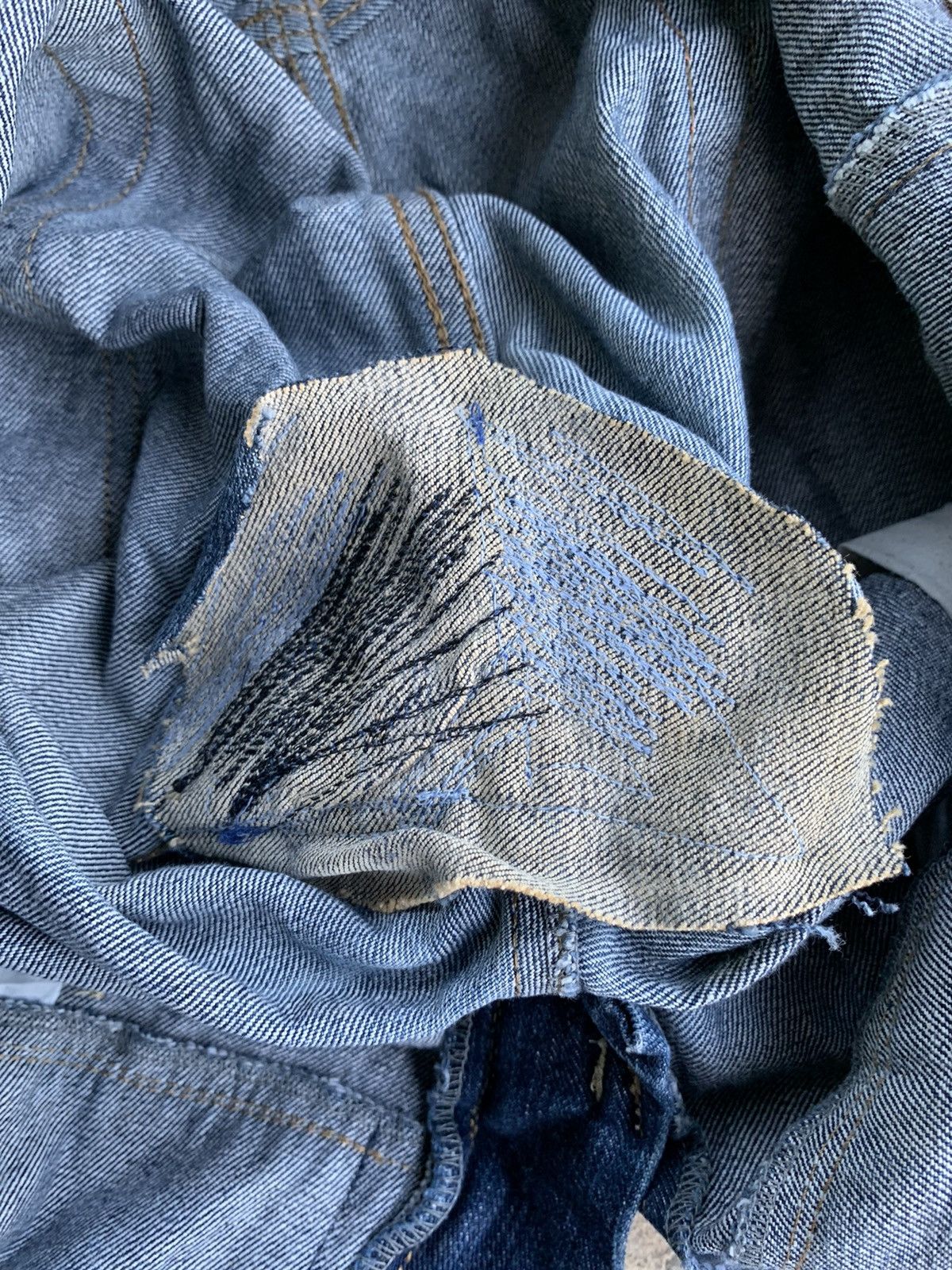 If Six Was Nine × Japanese Brand × Le Grande Bleu (L.G.B.) Rimaster Double Waist Distressed Denim Jeans Size US 34 / EU 50 - 17 Thumbnail