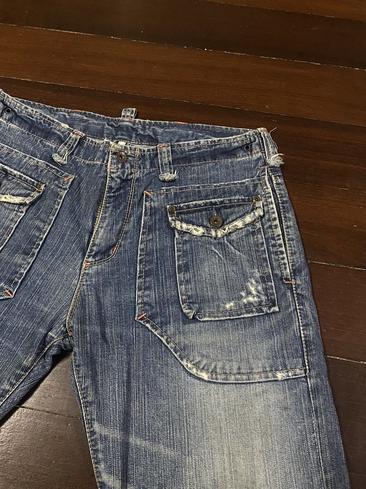 Le Grande Bleu (L.G.B.) AMAZING 🔥🔥 EDWIN MULTI POCKET BUSH CARGO BOOT CUT WIDE LEG Size US 36 / EU 52 - 8 Thumbnail