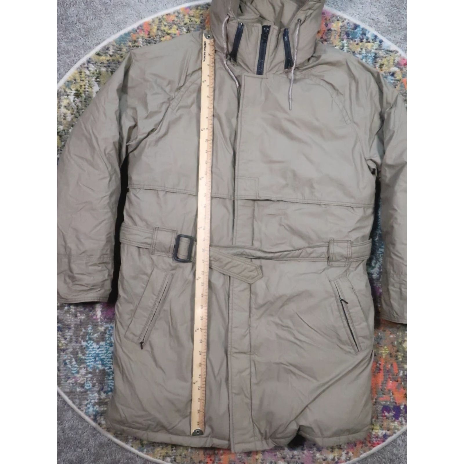 Bill Blass VINTAGE Bill Blass Coat Parka Puffer Down Large L Beige Removable Hood Mens USA 90s Paint Spots Size US L / EU 52-54 / 3 - 7 Thumbnail