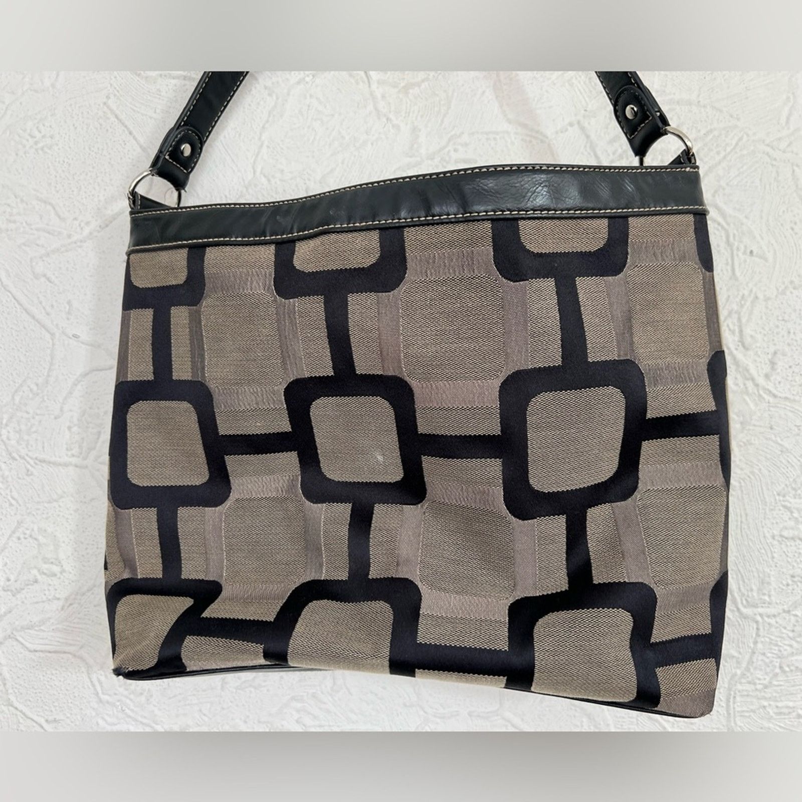Nine West Y2K Nine West Shoulder Bag Purse Mod Geometric Black Taupe Size ONE SIZE - 2 Thumbnail