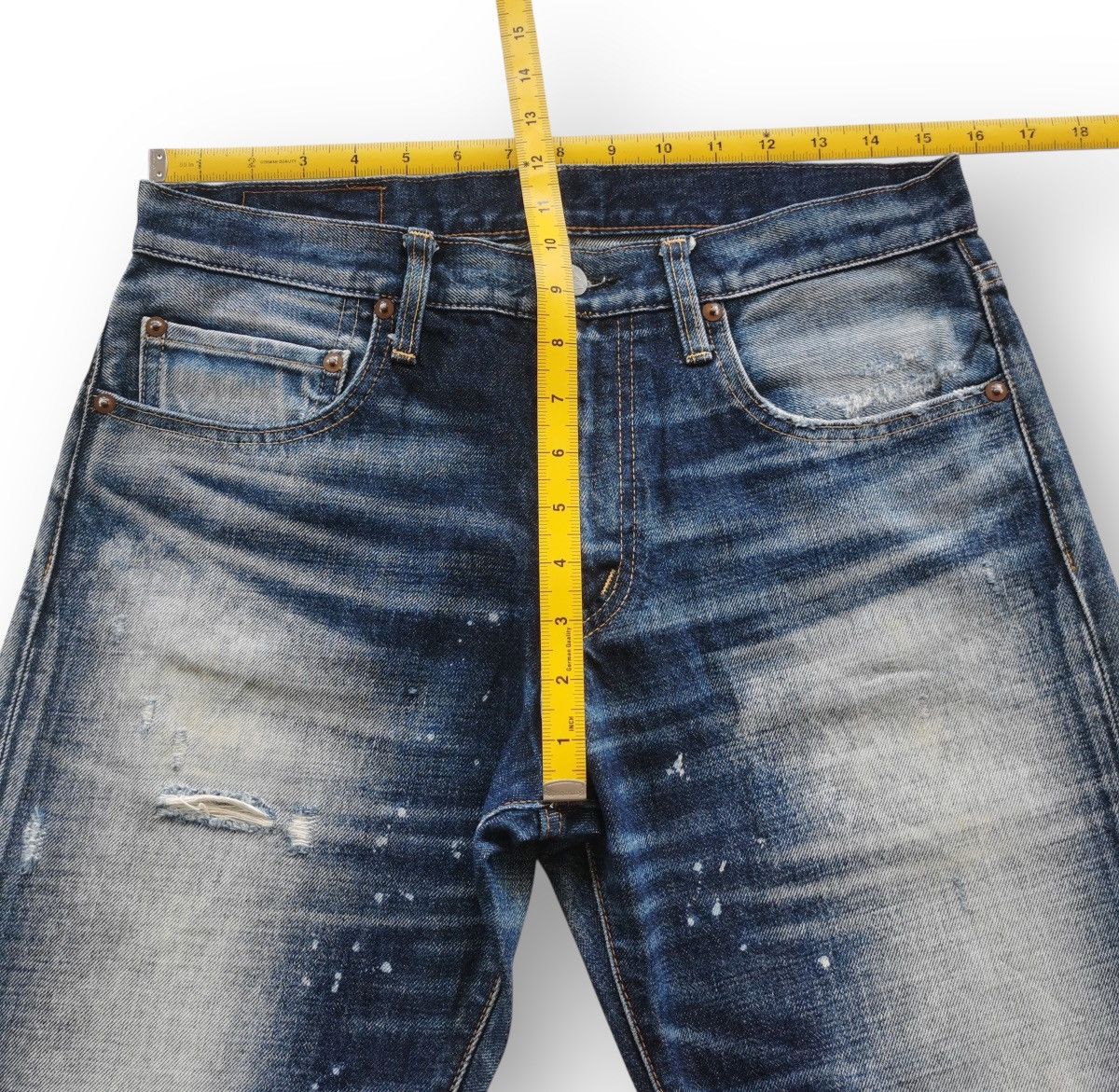 Tornado Mart R.N.A Distressed Denim Whisker Fade Paint Splatter Vintage Size US 31 - 7 Thumbnail