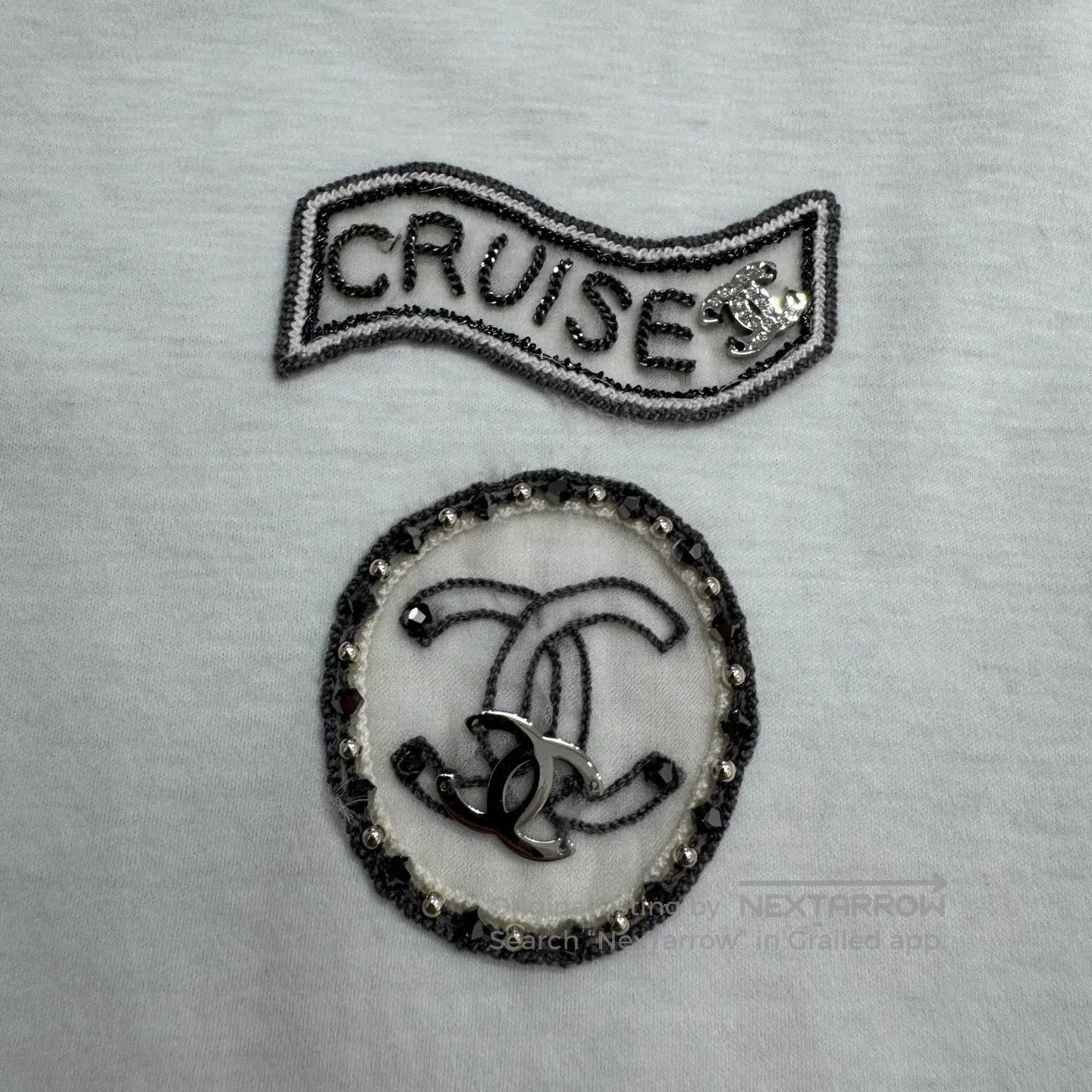 Chanel Chanel Crystal Embroidered Letter Tee. Size XXS / US 00 / IT 34 - 3 Thumbnail