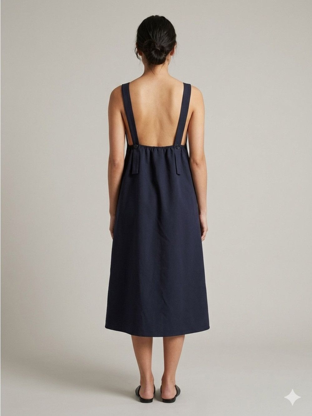 Other Navy Blue Pinafore Midi Shift Dress - Small / Medium Size M / US 6-8 / IT 42-44 - 7 Thumbnail