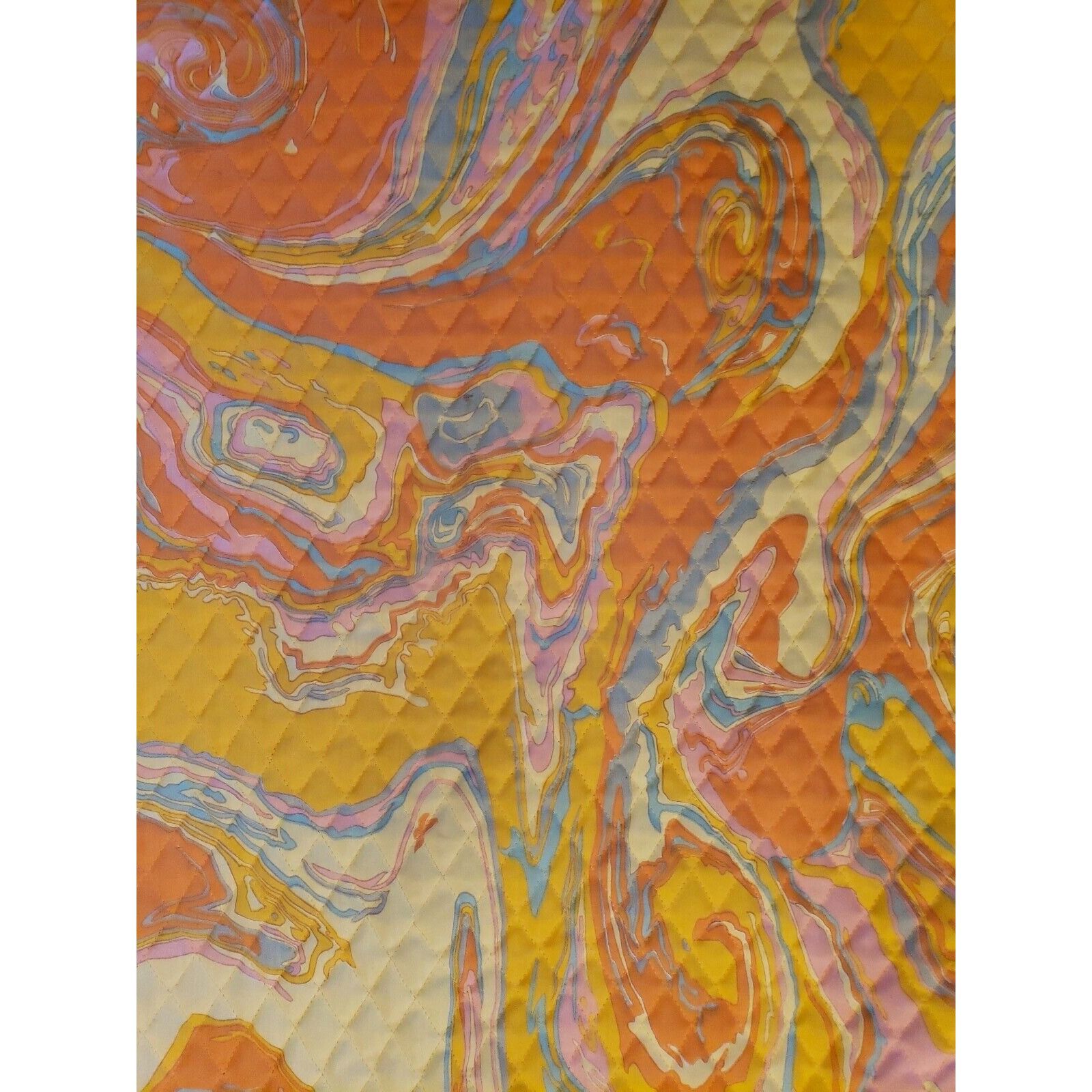 Vintage 70s Bold Orange Oil Slick Quilted Maxi Skirt Sz 10 Park East Size 27" / US 4 / IT 40 - 11 Thumbnail
