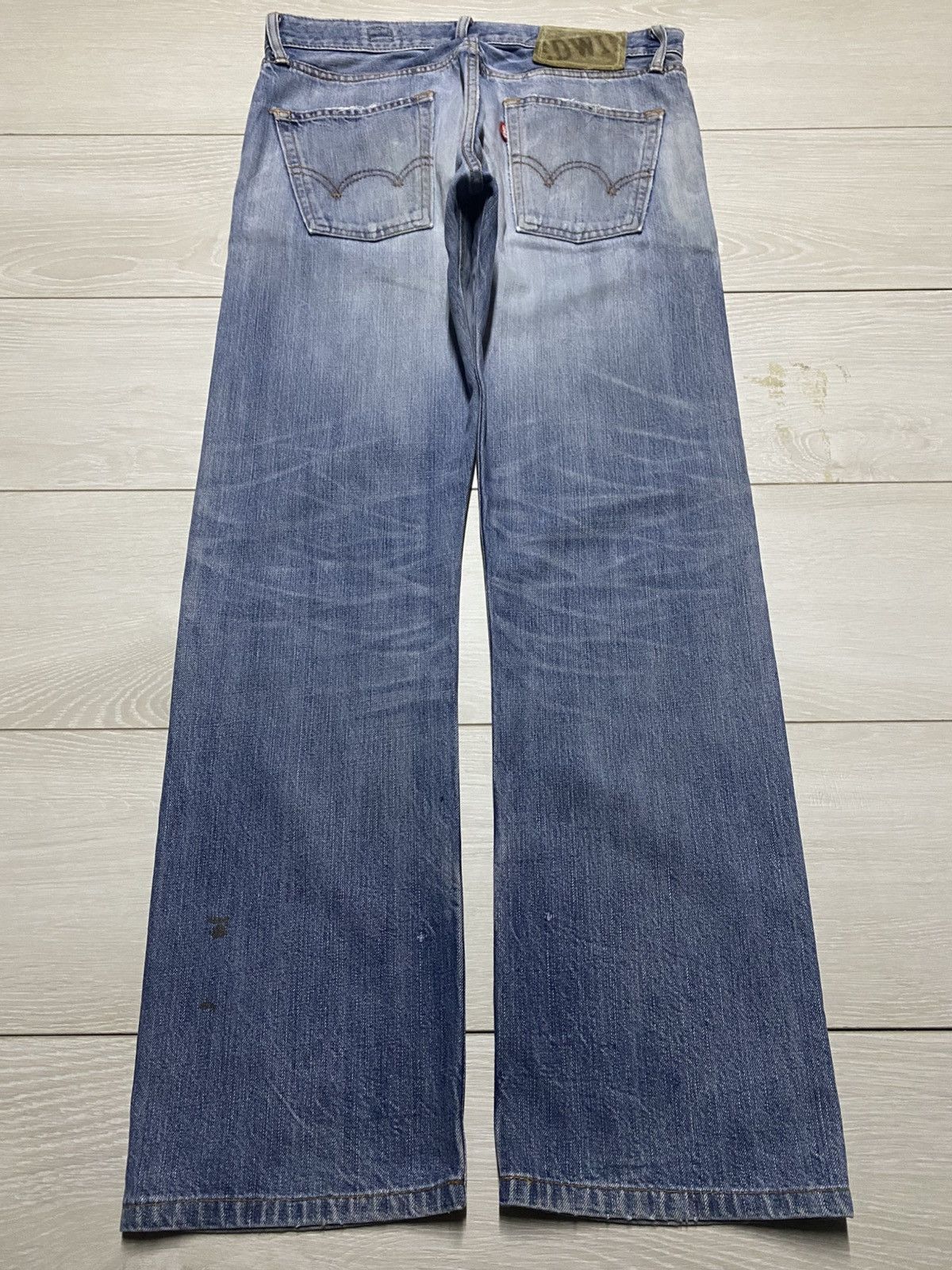 Japanese Brand Vintage Edwin Faded Wash Distressed Loose Jeans Size US 32 / EU 48 - 2 Thumbnail