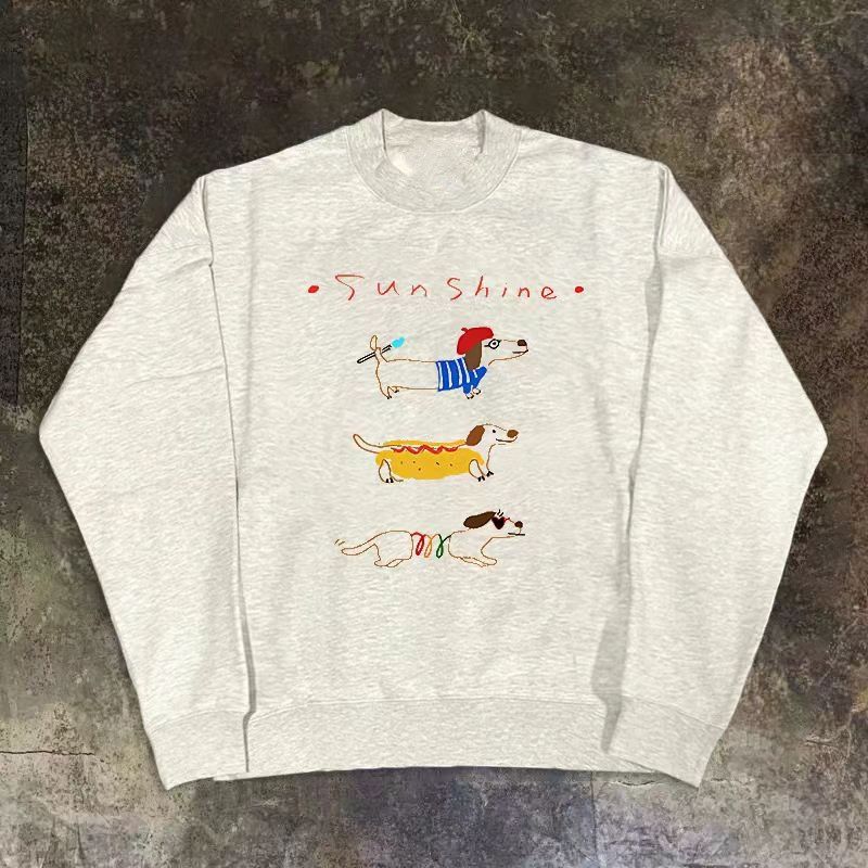 Japanese Brand Grey casual retro puppy print Y2K sweatshirt Size US M / EU 48-50 / 2 - 1 Thumbnail