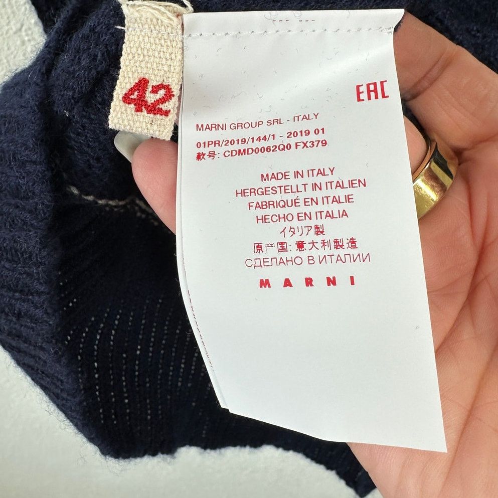 Marni Marni Navy Cream Whip Stitch V-Neck Button Cardigan 42 / XL Size XL / US 12-14 / IT 48-50 - 9 Thumbnail