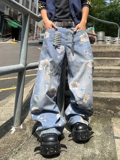 Jean Amamiya x Izumi Vintage Floral Wide-Leg Jeans Size US 32 / EU 48 - 2 Thumbnail