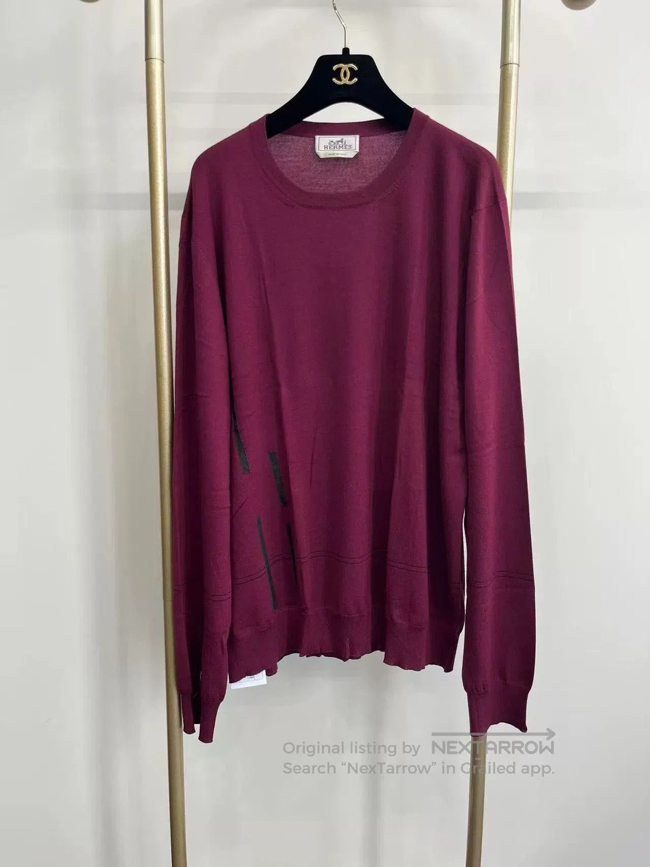Hermes Hermes Wool Knit Leather Panel Long Sleeve T. Size US XXL / EU 58 / 5 - 1 Thumbnail