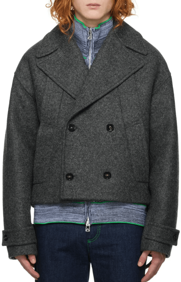 Bottega Veneta Bottega Veneta Grey Wool Cropped Coat Size US M / EU 48-50 / 2 - 5 Thumbnail