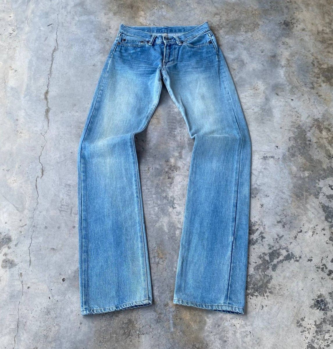 Blue Blue Japan VINTAGE RNA JAPAN SLANG SELVEDGED BLUEWASH W27X32 Size US 27 - 1 Thumbnail