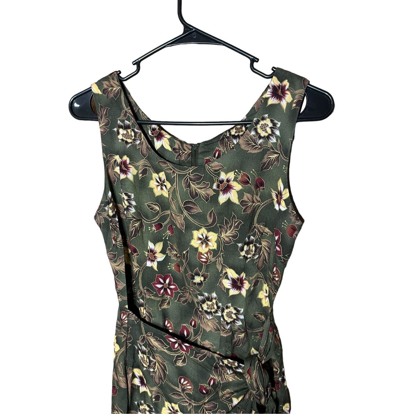 Other Vintage Tickets 90s Green Floral Print Wrap Dress Size 5/6 Size M / US 6-8 / IT 42-44 - 2 Thumbnail