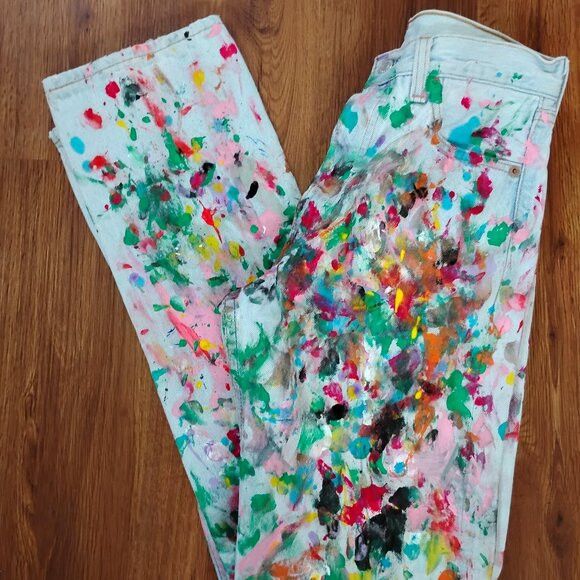 Other Vintage Levi's 501 Button Fly Painter Distressed Denim Jeans Size 28" / US 6 / IT 42 - 1 Thumbnail