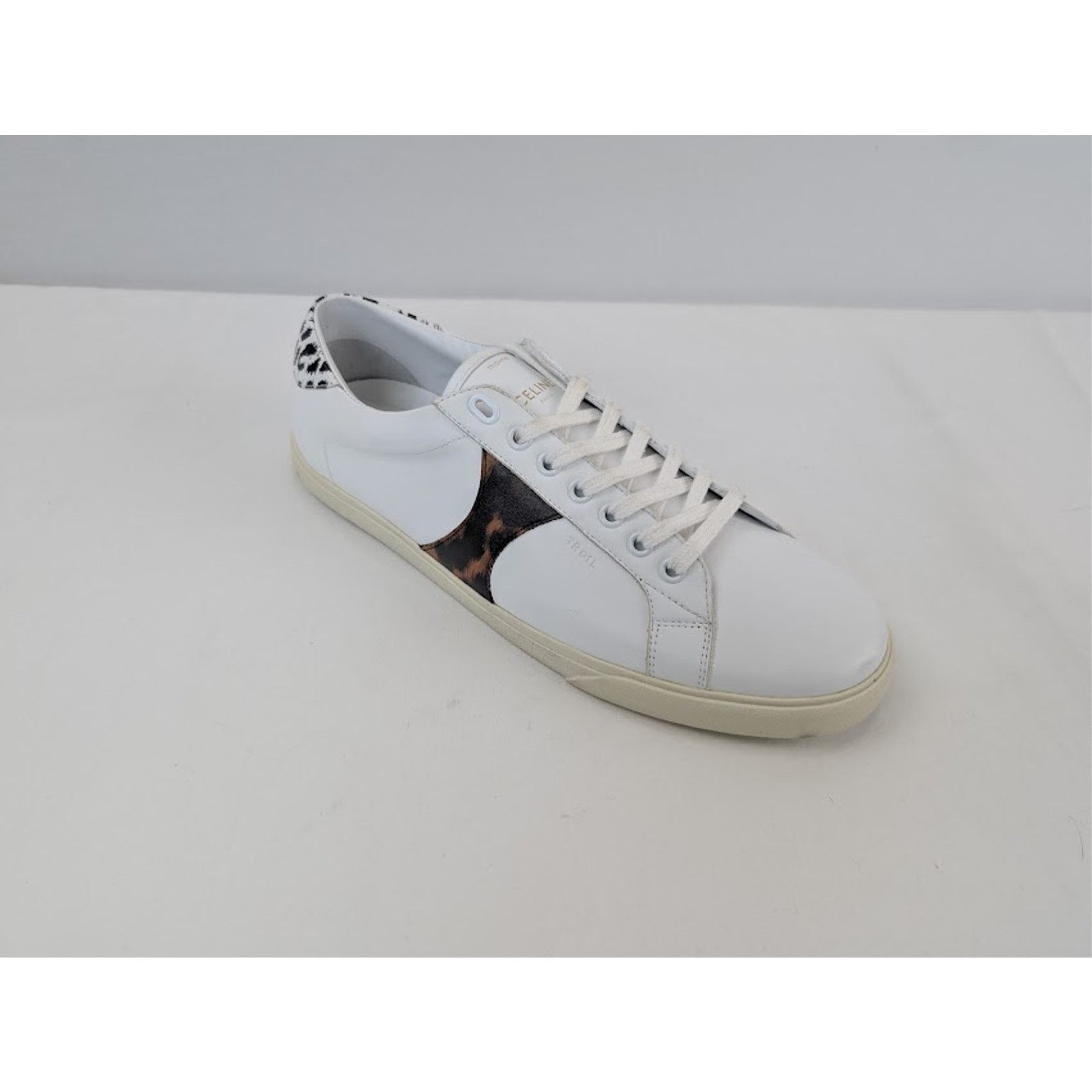 Celine o1rshd1 Smooth Leather Low Top Sneakers in White / Brown Size US 8 / EU 41 - 3 Thumbnail