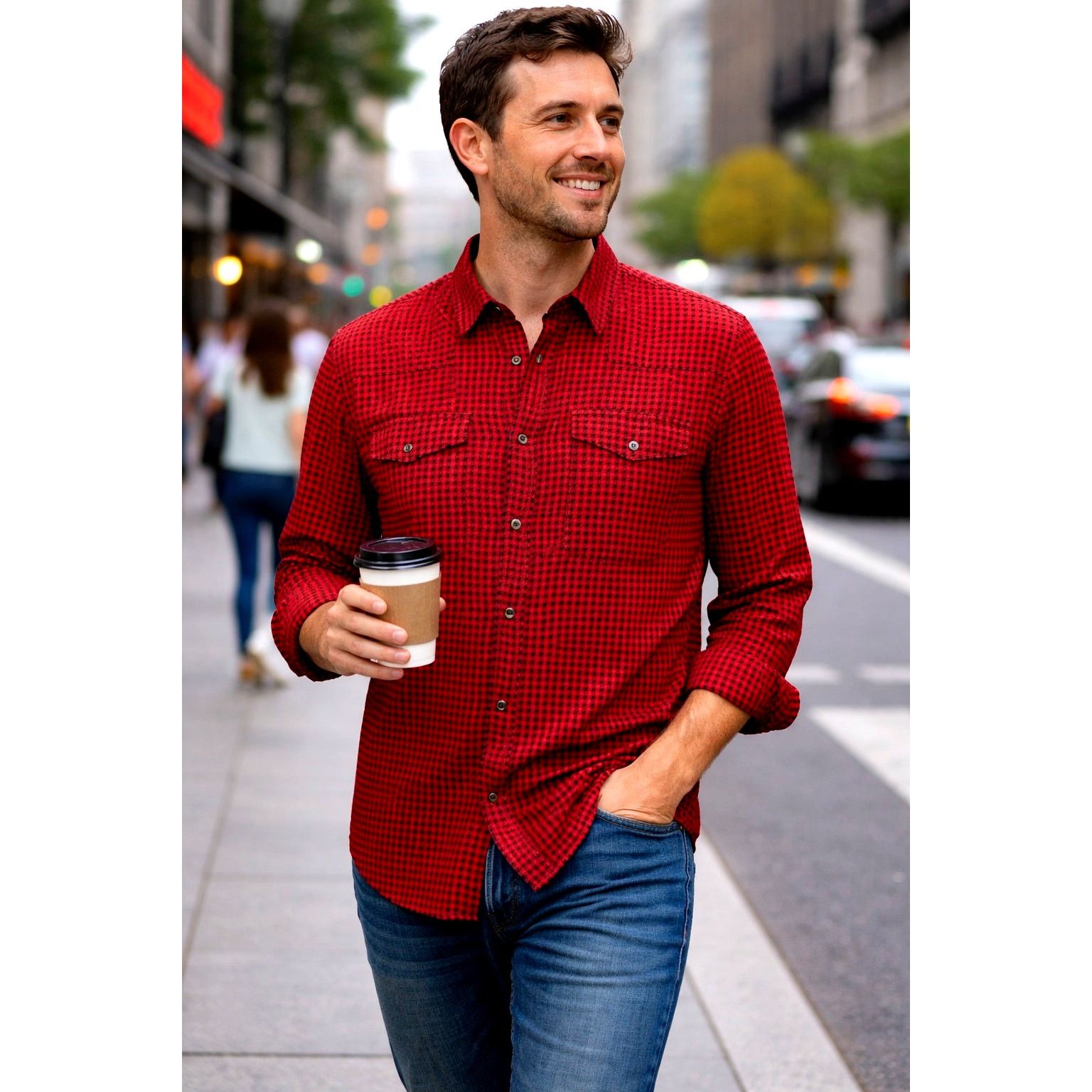 The Kooples The Kooples Mens Black and Red Houndstooth Shirt Snaps S Size US S / EU 44-46 / 1 - 1 Thumbnail