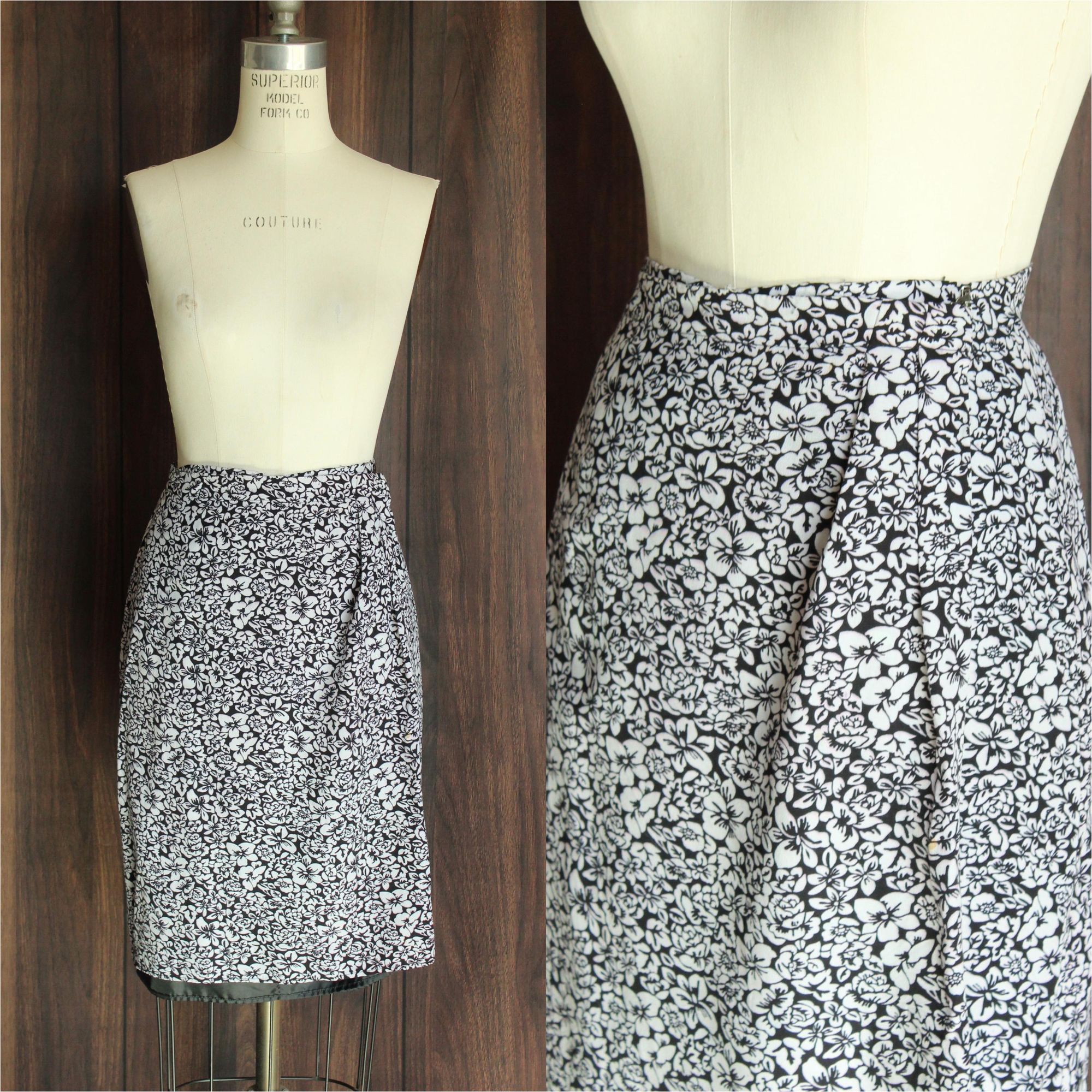 Vintage Vintage 1990s 2000s Wrap Skirt, Liz Claiborne Black and Whit Size 30" / US 8 / IT 44 - 1 Thumbnail