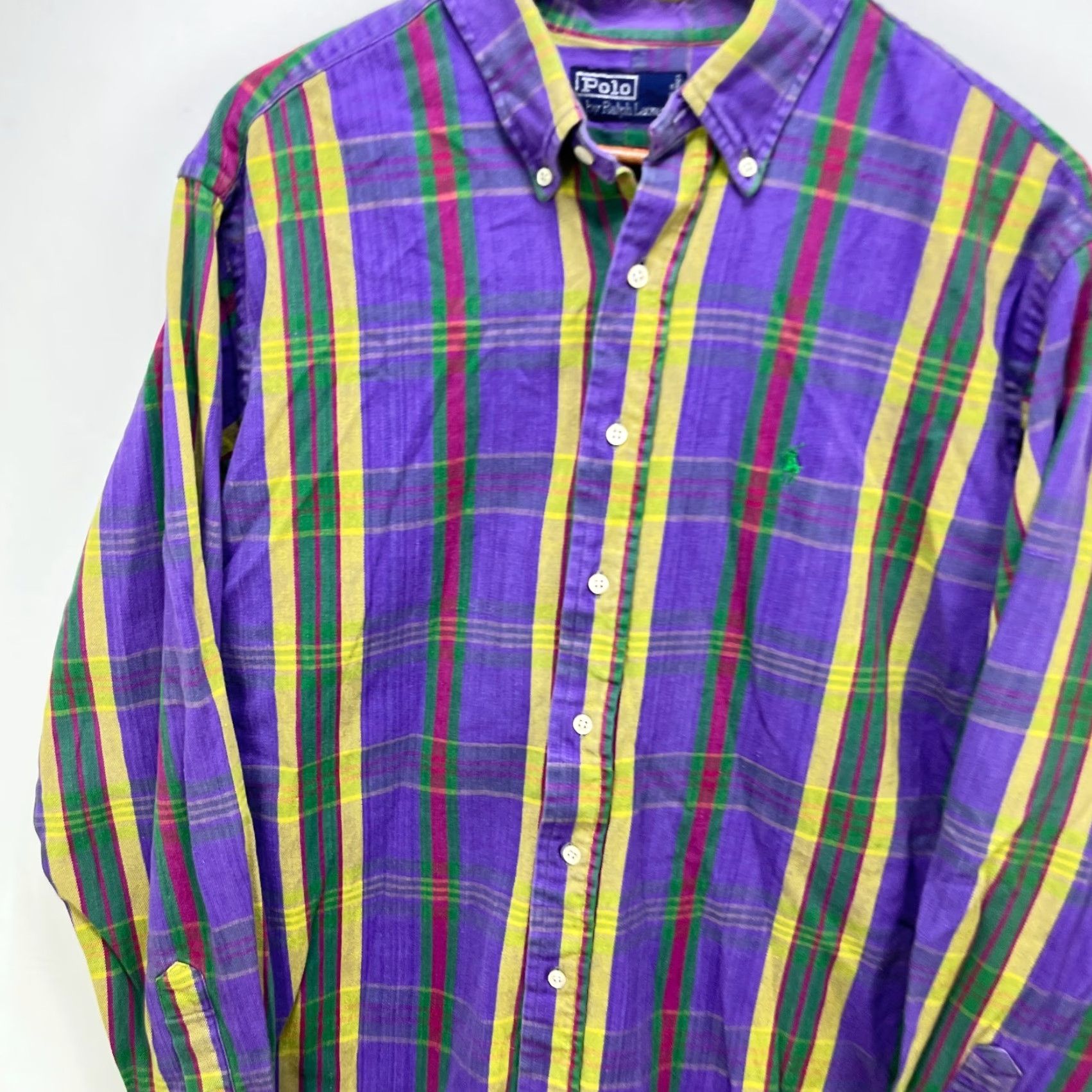 Polo Ralph Lauren VINTAGE Polo Ralph Lauren Shirt Plaid Purple Button-Up Long Sleeve XL Men’s 90s Size US XL / EU 56 / 4 - 2 Thumbnail