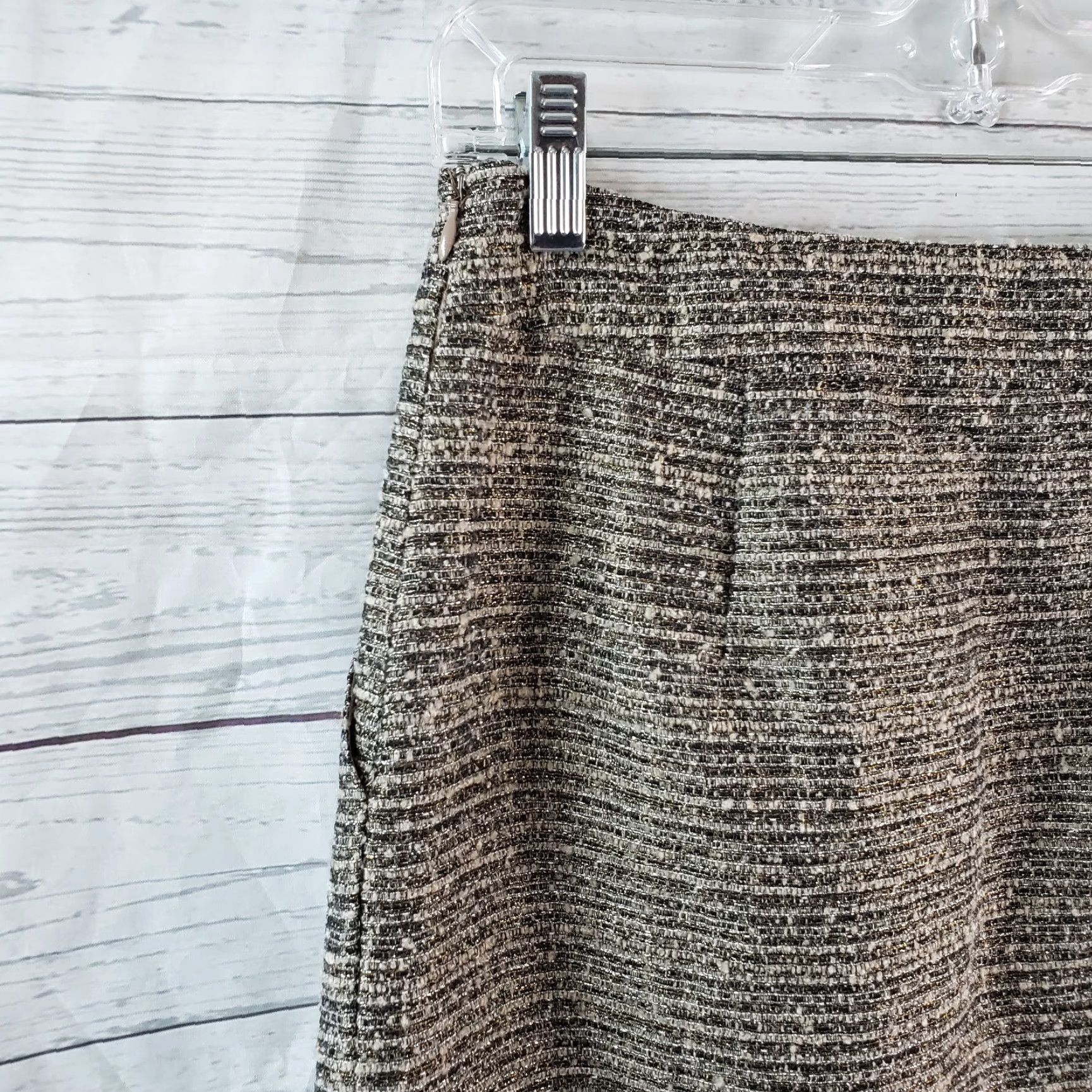 Habitat Tabitha Womens Avant Tweed Skirt Sz 6 Metallic Pleated Side Zip Short Gray Midi? (Please ignore) Size 28" / US 6 / IT 42 - 3 Thumbnail