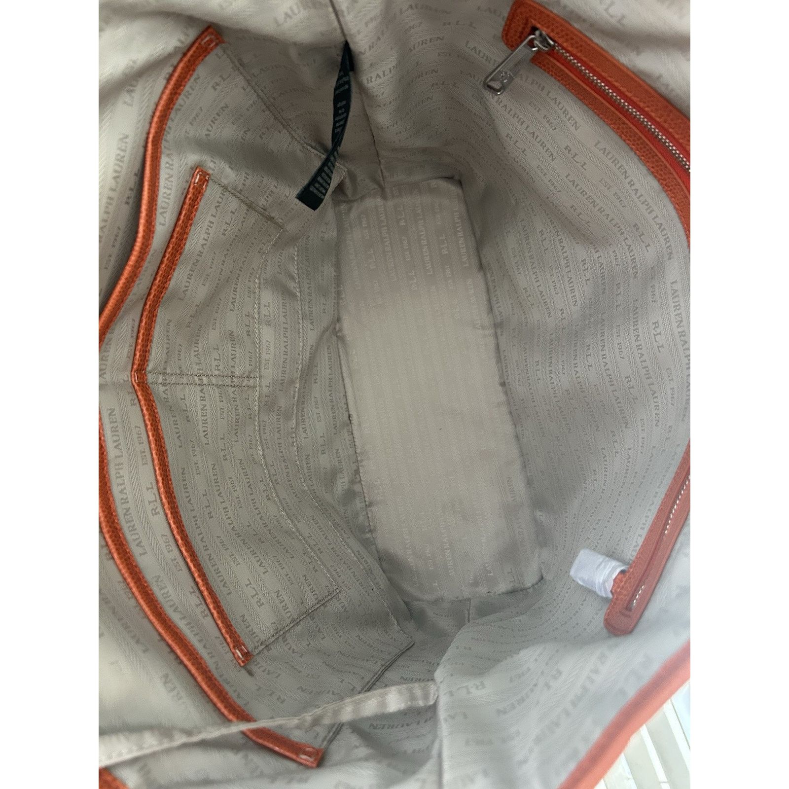 Lauren Ralph Lauren New Ralph Lauren Orange Newton Classic Tote Bag Snakeskin Size ONE SIZE - 7 Thumbnail