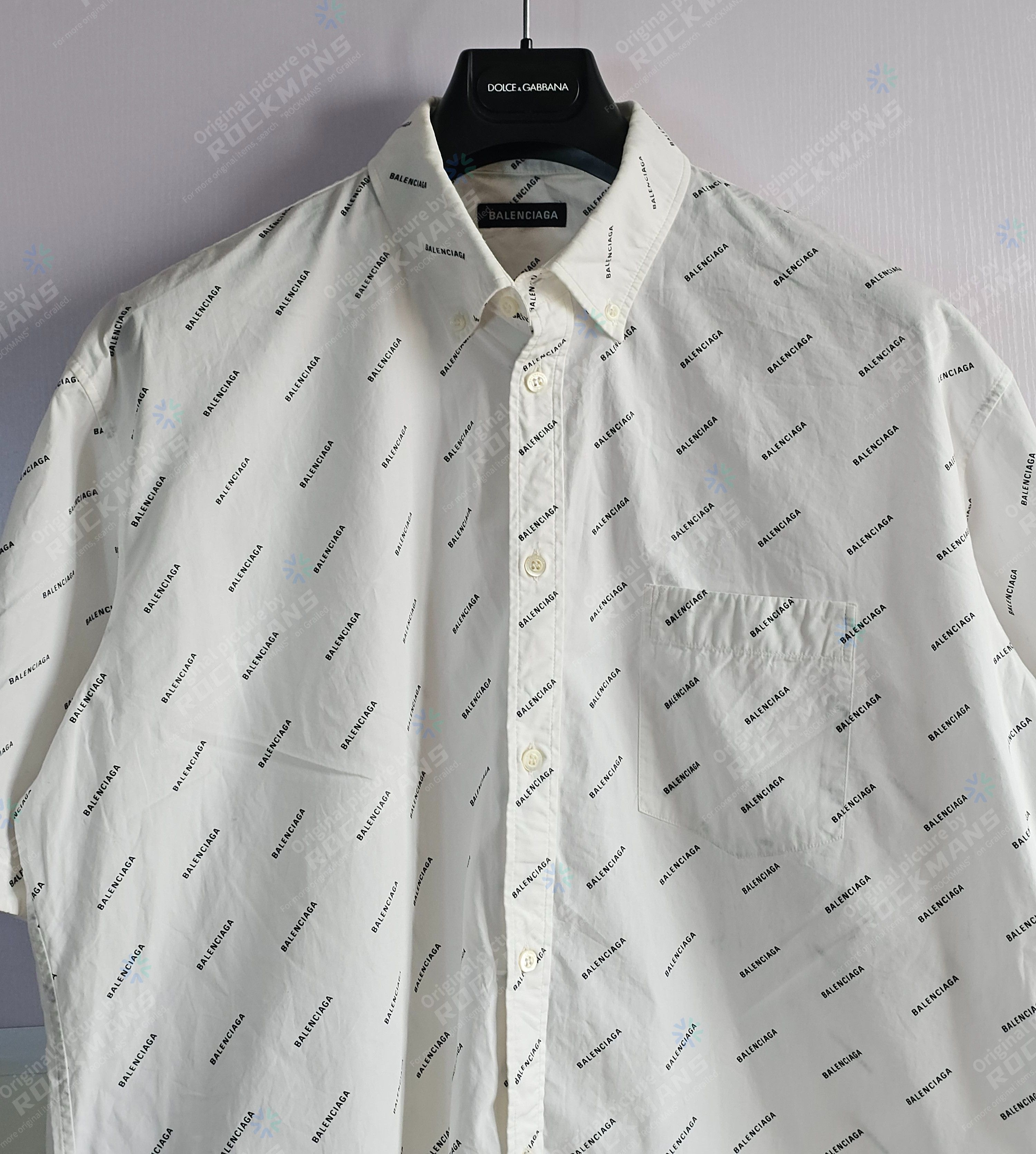 Balenciaga Balenciaga All-Over Logo Short-Sleeve Shirt in White Size 42 Size US XL / EU 56 / 4 - 3 Thumbnail