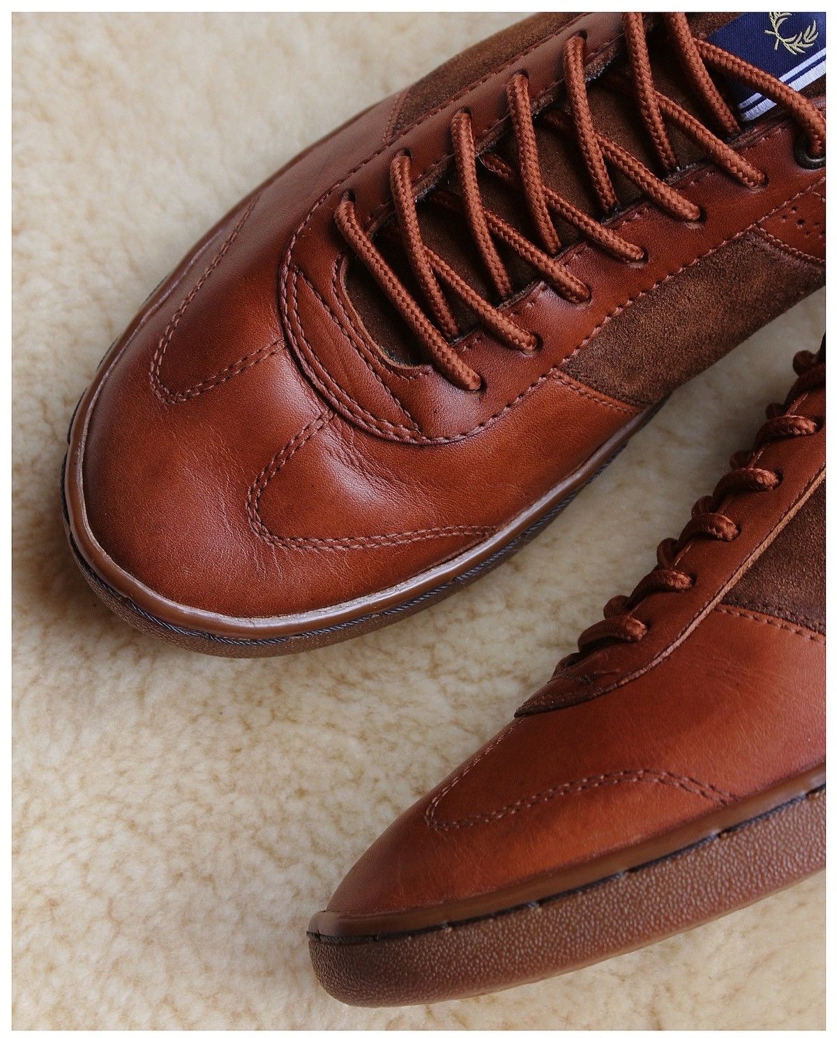 Fred Perry × Vintage 2014 FRED PERRY BRYON LOW LEATHER /SUEDE SNEAKERS Size US 7 / EU 40 - 2 Thumbnail