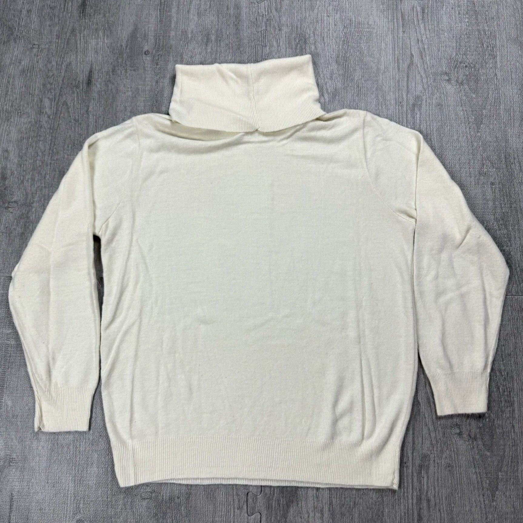 Vintage VINTAGE Kenneth Too! 1970s Turtleneck Sweater Women XL Ivory Acrylic Knit Retro Boho 70s Fashion Size XL / US 12-14 / IT 48-50 - 5 Thumbnail