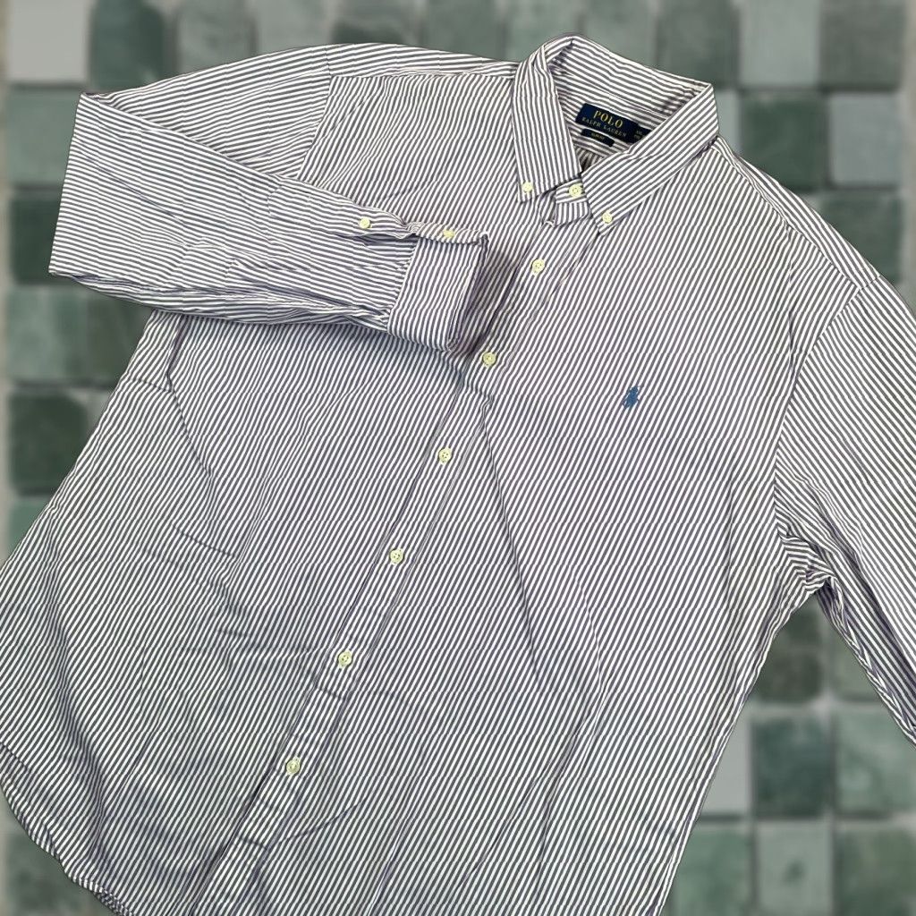 Polo Ralph Lauren Polo Ralph Lauren Oxford Shirt Men 2XL Lavender Striped Slim Fit Long Sleeve Shirt Size US XXL / EU 58 / 5 - 1 Thumbnail