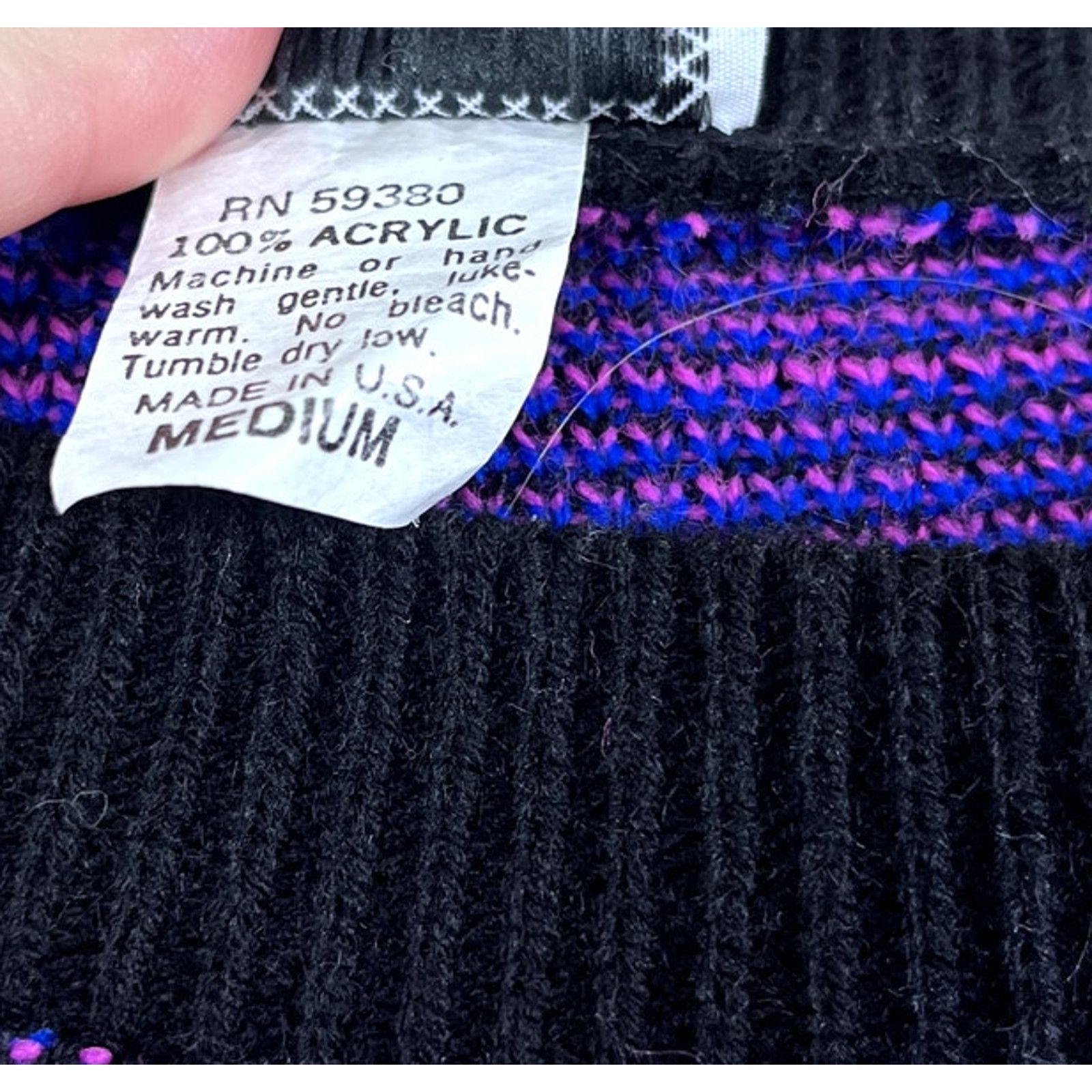 Vintage Women's Vintage Purple and Black Sweater M Size M / US 6-8 / IT 42-44 - 4 Thumbnail
