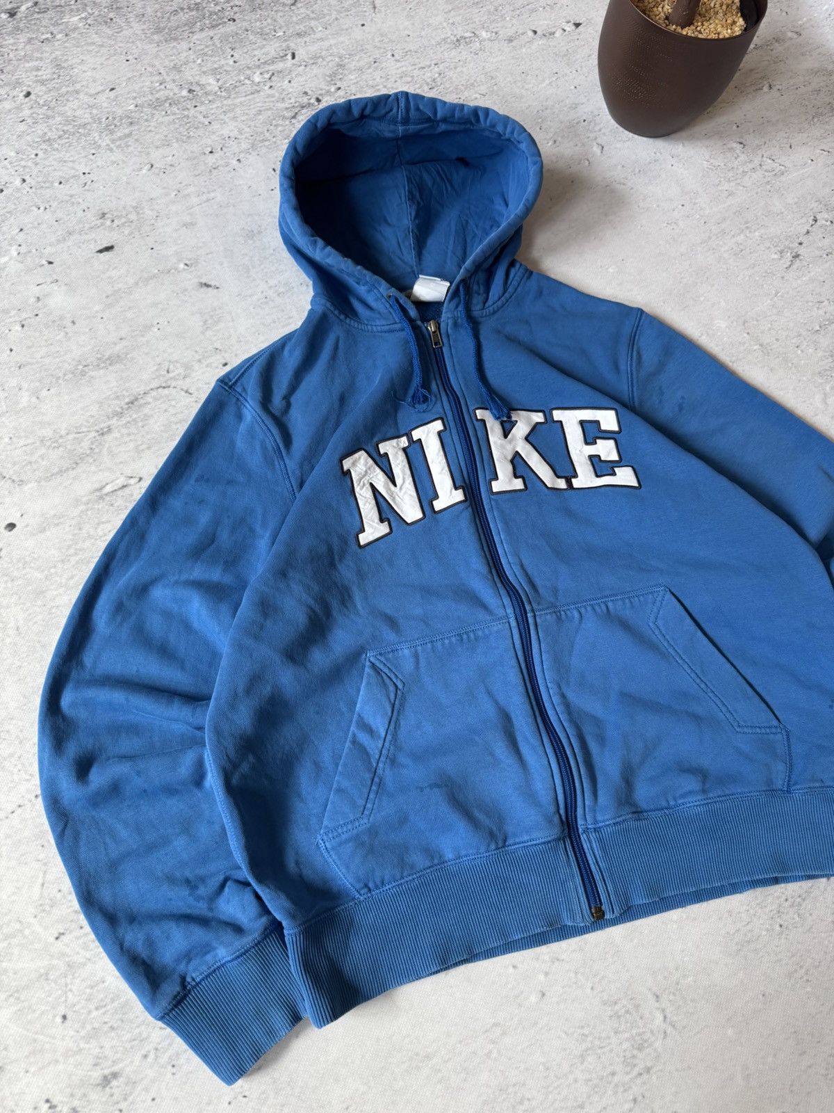 Nike × Vintage NIKE VINTAGE 00s y2k OVERSIZE BAGGY ZIP HOODIE CENTER LOGO Size US L / EU 52-54 / 3 - 2 Thumbnail