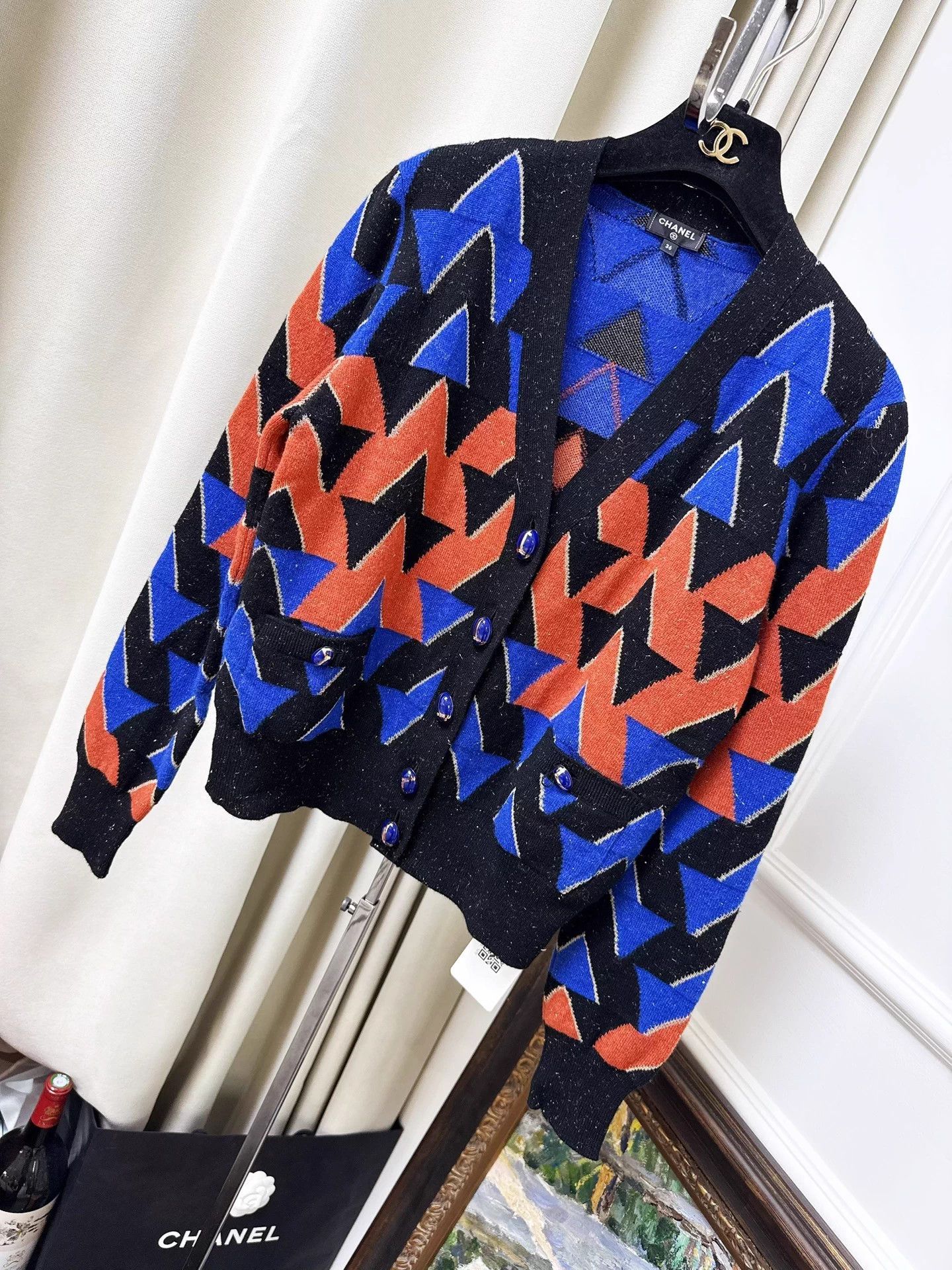 Chanel Chanel 19A Egypt colorblock geo scarab knit cardigan SZ36 Size XS / US 0-2 / IT 36-38 - 1 Thumbnail