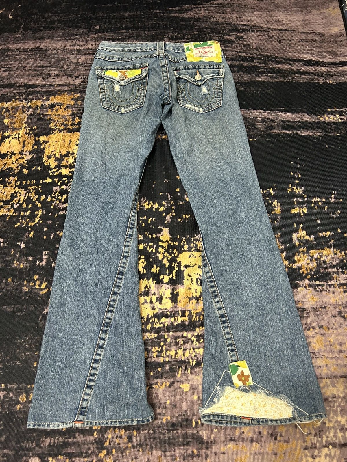 True Religion True Religion Patch work Spiral Flare Jeans Size US 27 - 8 Thumbnail