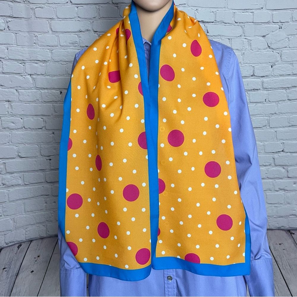 Other Liz Sinclair Vintage Orange Pink Polka Dot Scarf Made in It Size ONE SIZE - 1 Thumbnail