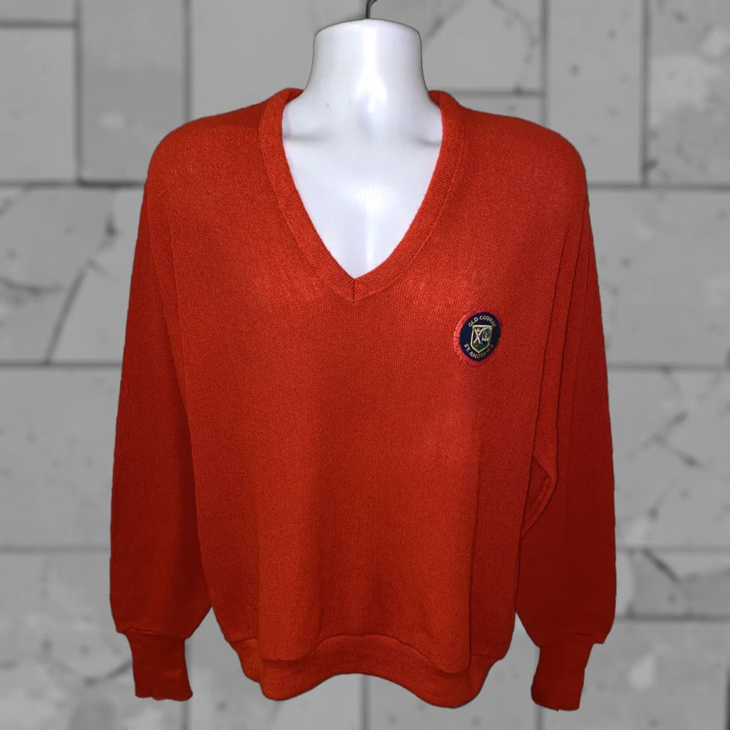 Jantzen Jantzen Mens Red USA Made V-Neck Sweater Size L OLD COURSE ST. ANDREWS Mens Sweater Red USA Made V-Neck Jantzen Size US L / EU 52-54 / 3 - 1 Thumbnail