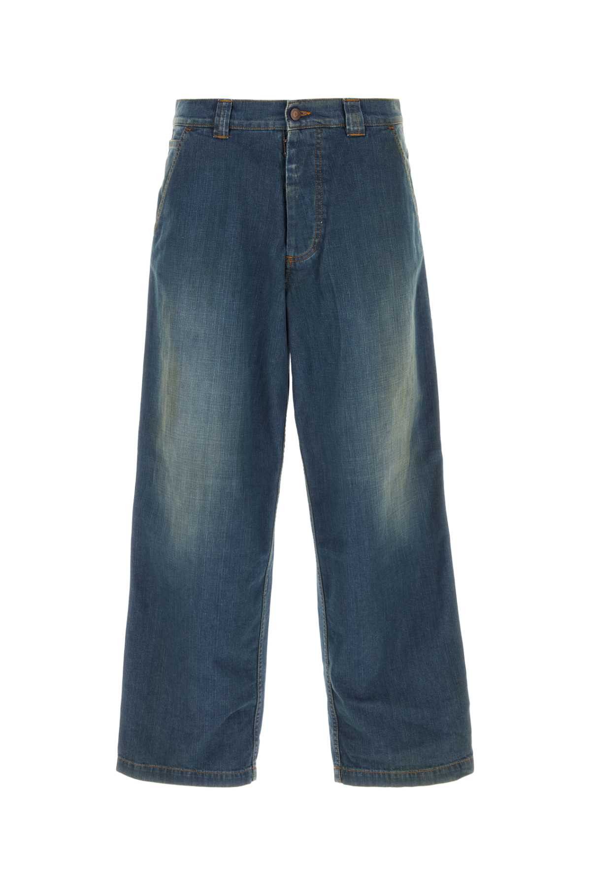 image of Maison Margiela Denim Wide-Leg Jeans in Blue, Men's (Size 33)